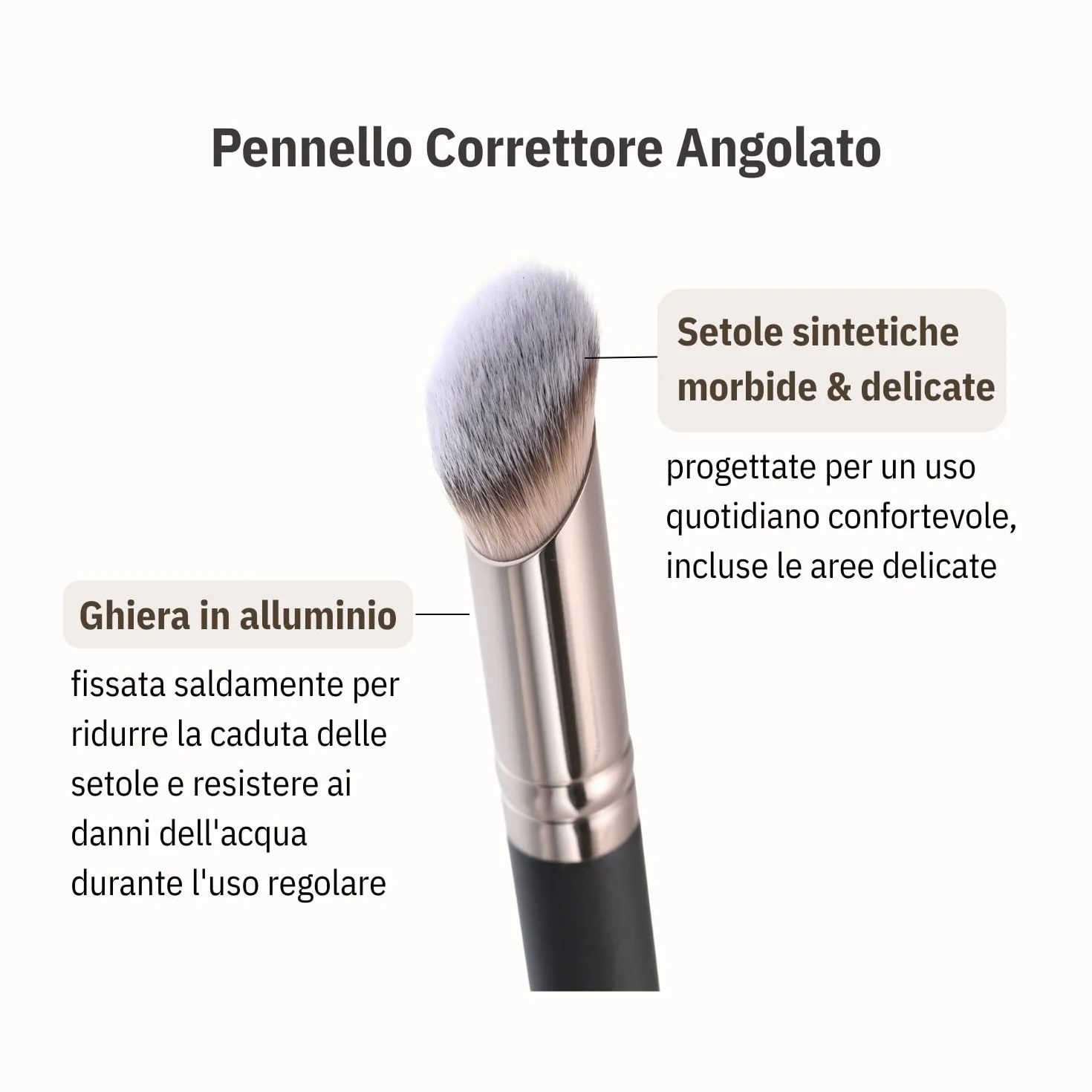 ENERGY 270s Pennello Correttore Angolato per Occhiaie & Copertura Precisa – Pennello Trucco per Liquidi e Creme con Setole Sintetiche Vegane