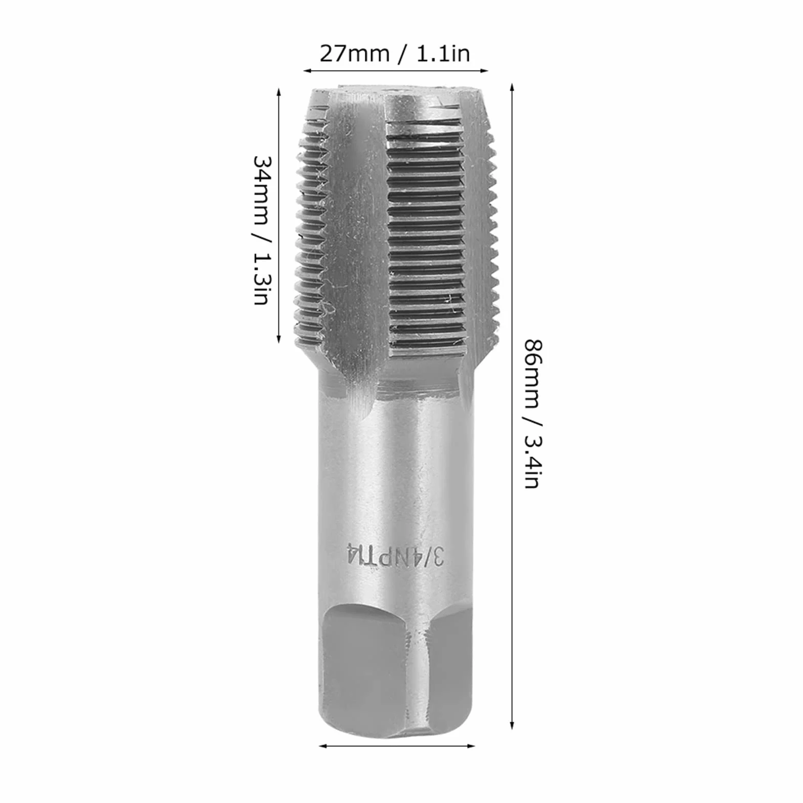 Rubinetto a macchina 3/4" maschio per filettare Acciaio ad alta velocità Riparazione filettatura Argento