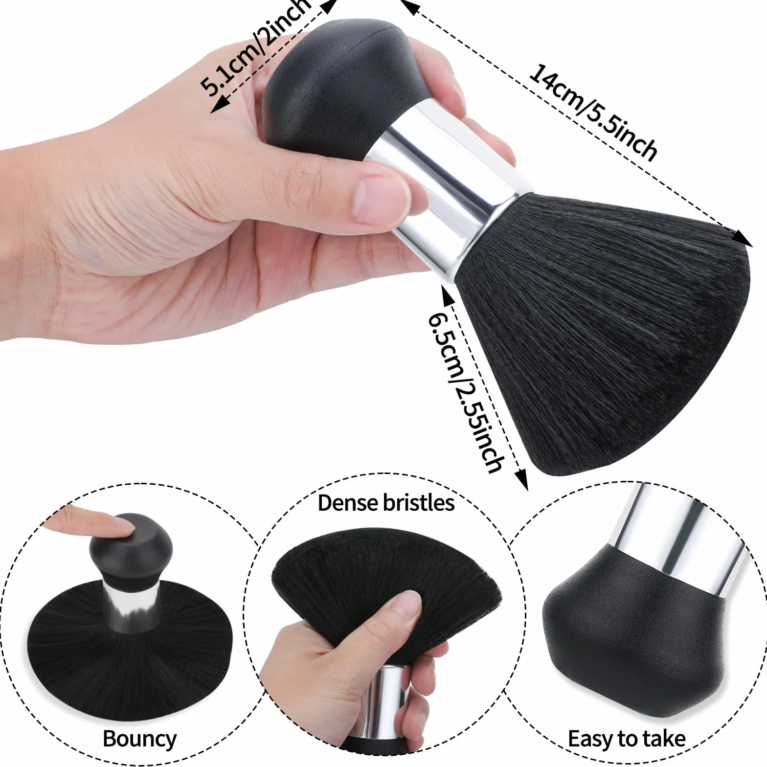 Spazzola per spolverare collo da barbiere, spazzola morbida per la pulizia dei capelli, forniture professionali per rimuovere i capelli dalla scollatura e dalle orecchie dopo il taglio di capelli