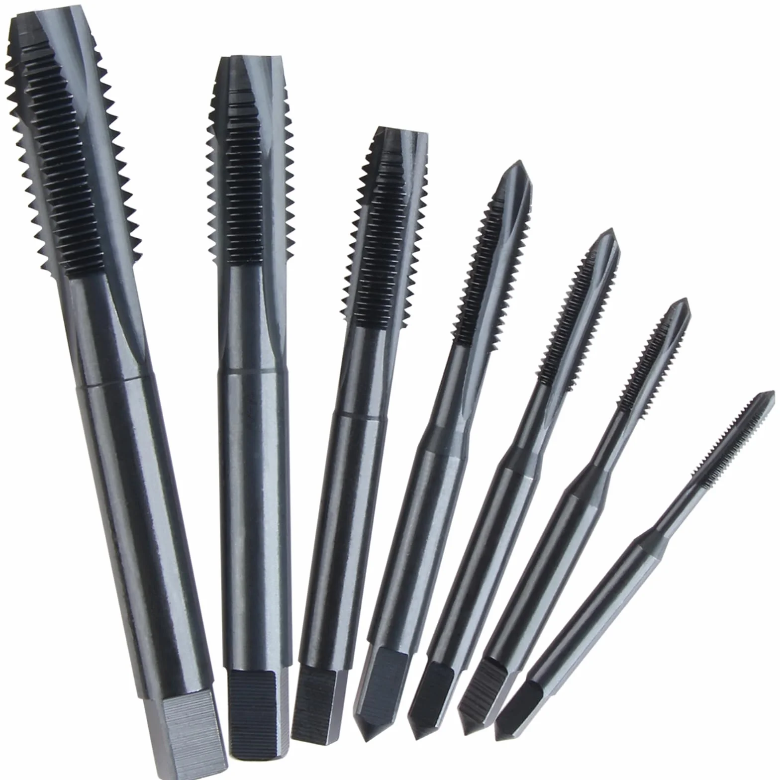Set di 7 maschi per filettatura manuale HSS 6542 metrica sinistra M3-M12