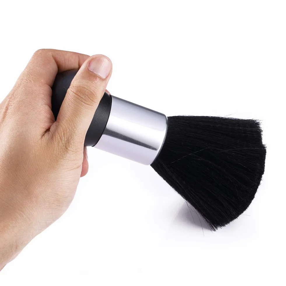 PROVO Pennello Parrucchiere, Salone, Barbiere collo spazzola ideale per rimuovere i Capelli dopo il taglio, Professionale Soft Nero