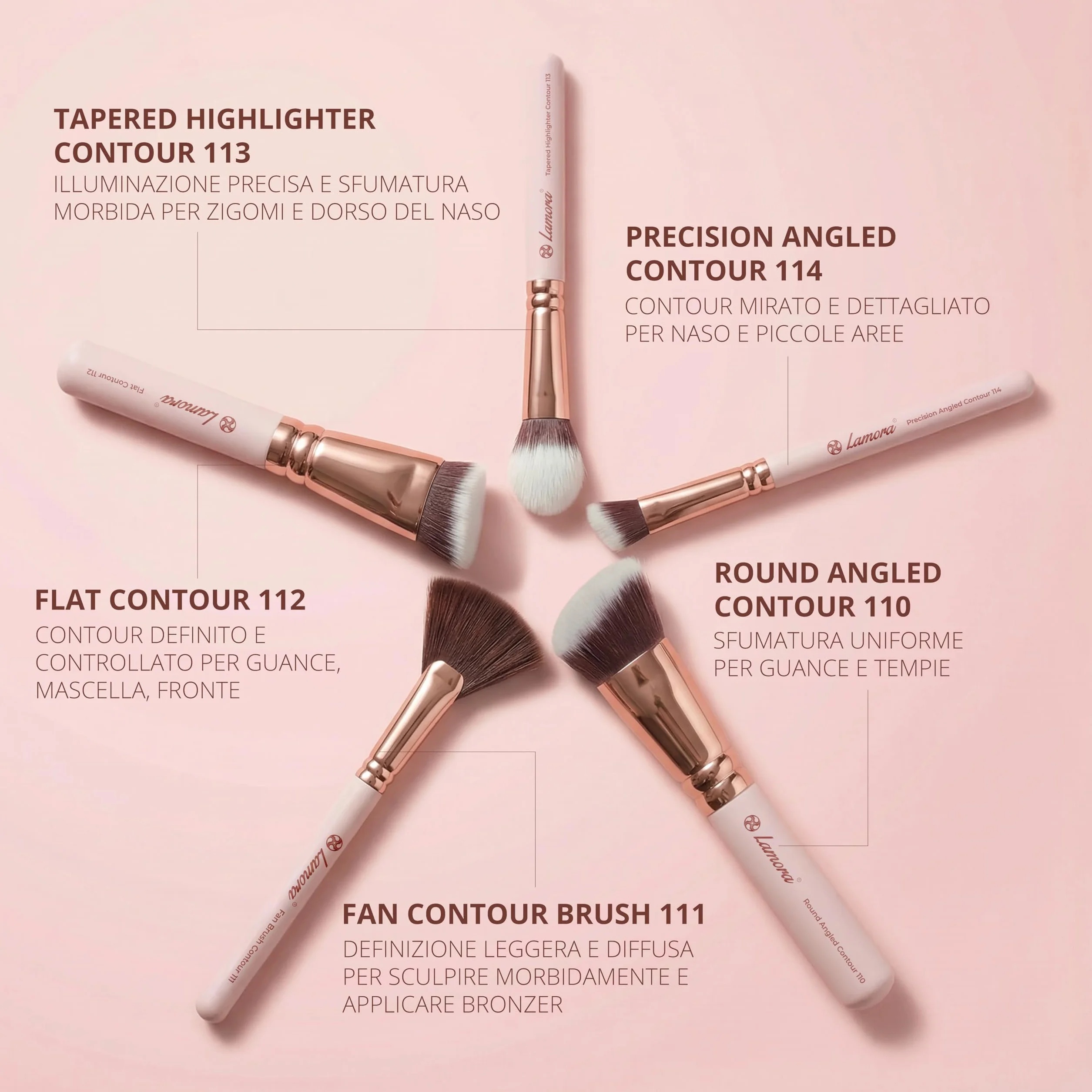 Pennelli Make Up Contouring Professionali Pennello Contouring Kabuki - Per Applicare Fondotinta, Arrossire, Contouring Creme et Polveri - Set Vegano et Non Testato Sugli Animali