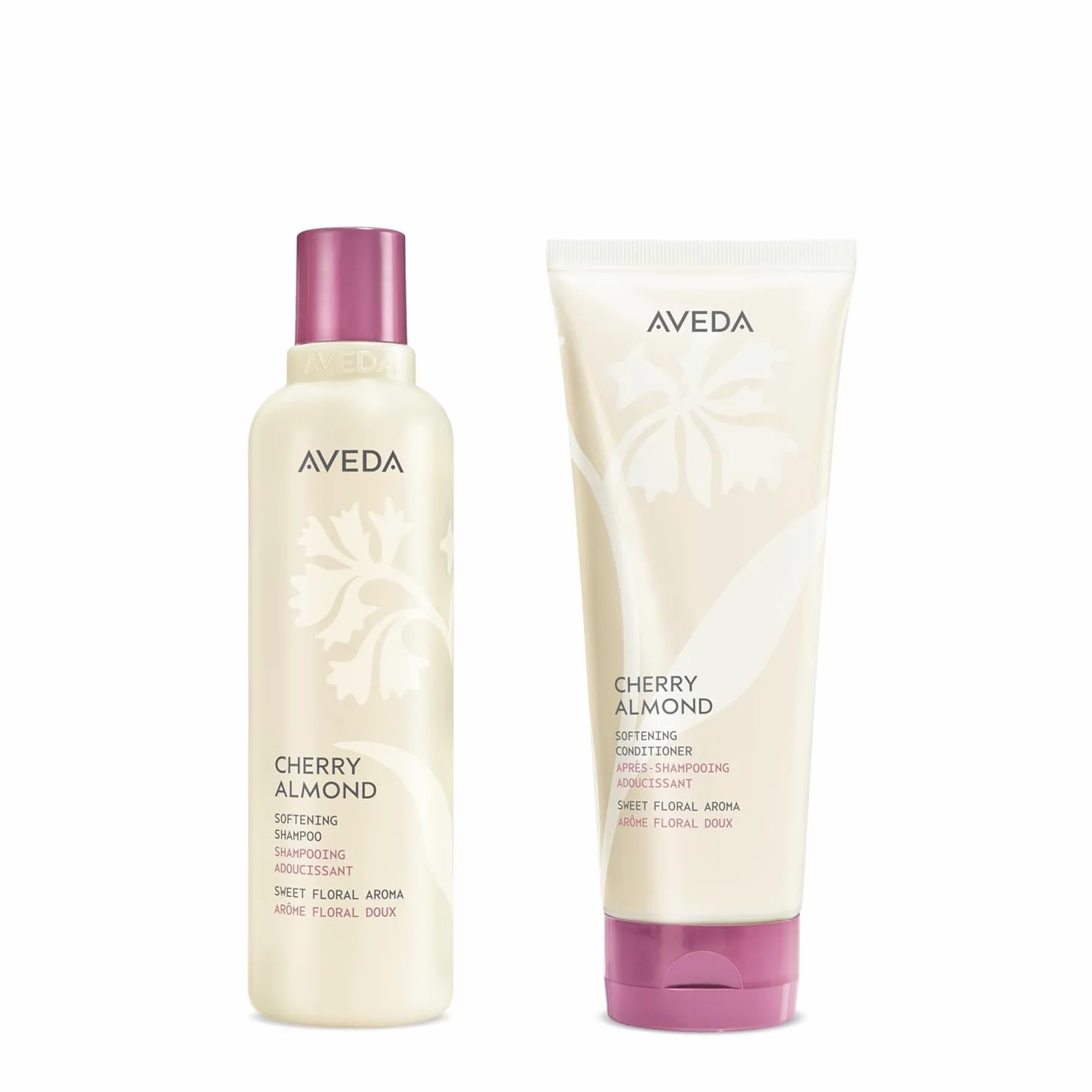 Aveda Cherry Almond Shampoo Cherry Almond con tonka, arancia, ylang ylang + Balsamo Aroma iconico di tonka, arancia, ylang ylang, (200 ml) - Con olio di cocco e burro di karité - Senza siliconi