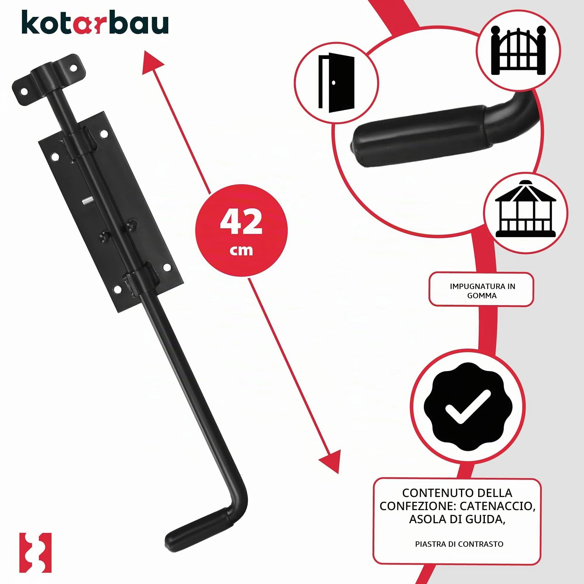 KOTARBAU Gate per bulloni 400 mm Scrocco per porta Capanno per pollaio Polvere nera