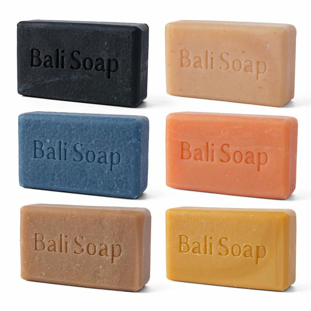 Bali Soap Set di saponi naturali in barretta – Confezione da 6 saponi artigianali realizzati a freddo con oli essenziali, vegani, senza solfati, saponi per corpo, viso e mani, collezione Trop