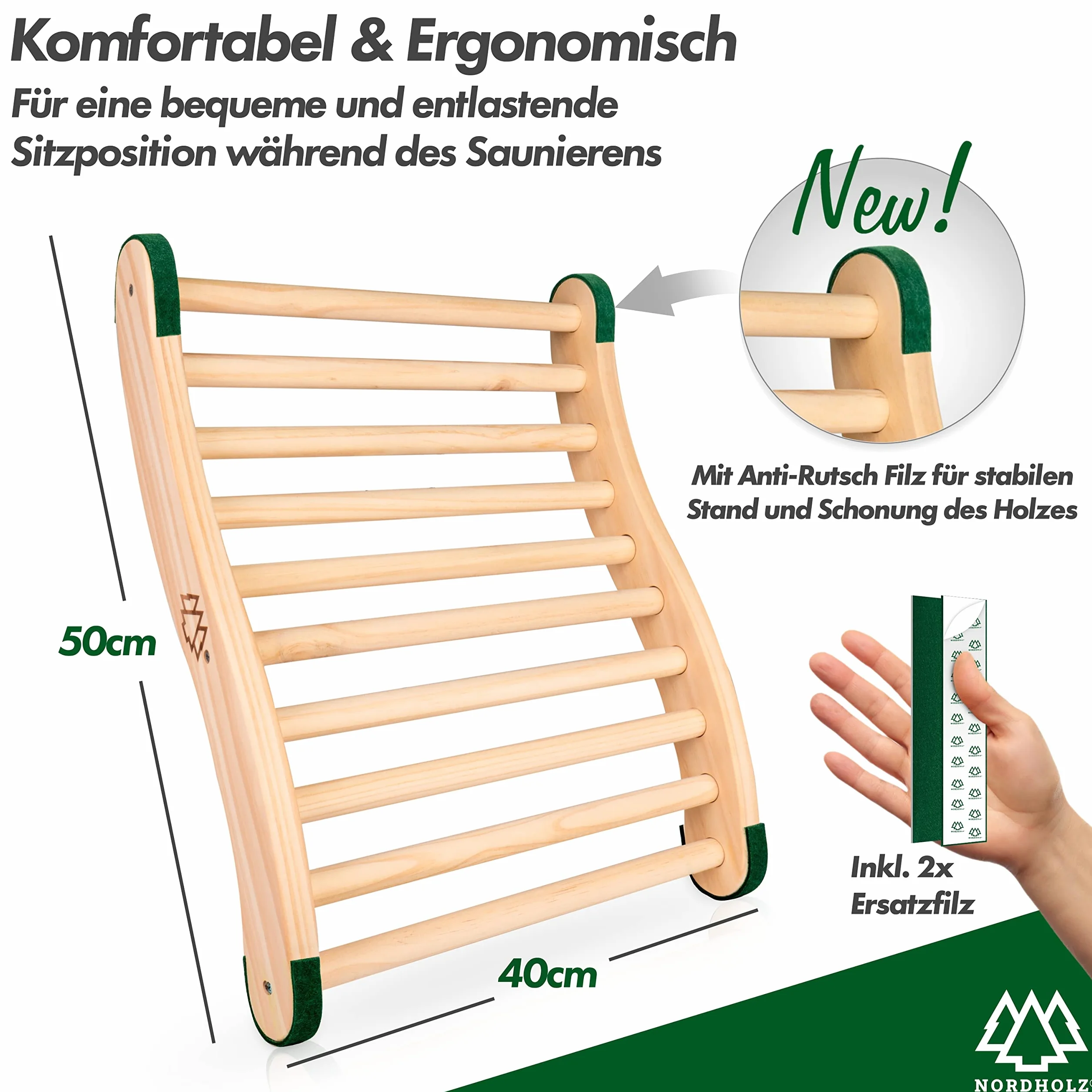 Schienale ergonomico per Sauna in Abete Nordico 100% – Accessorio per Cabina a infrarossi