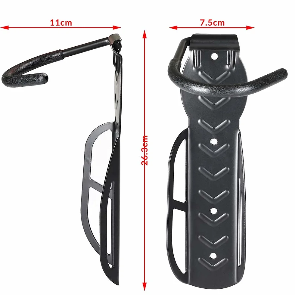 Bakaji Set 2 Staffe Ganci Porta Bicicletta da Parete Pieghevole in Gomma Salvaspazio per Mountain Bike Acciaio