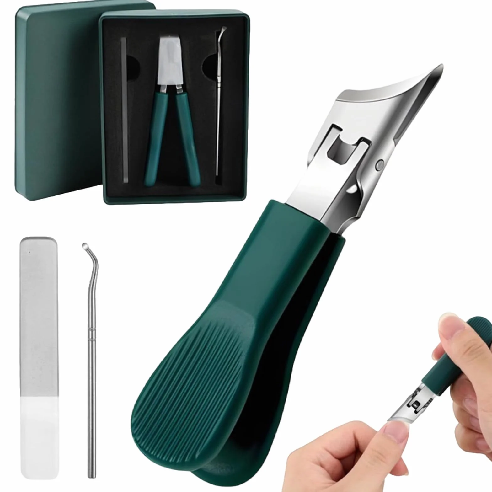 Set di 3 Tagliaunghie in Acciaio Inossidabile,Tagliaunghie per Unghie Incarnite e Spesse,tagliaunghie Inclinato per Unghie dei Piedi,Impugnatura Antiscivolo,Design Anti-Schizzi