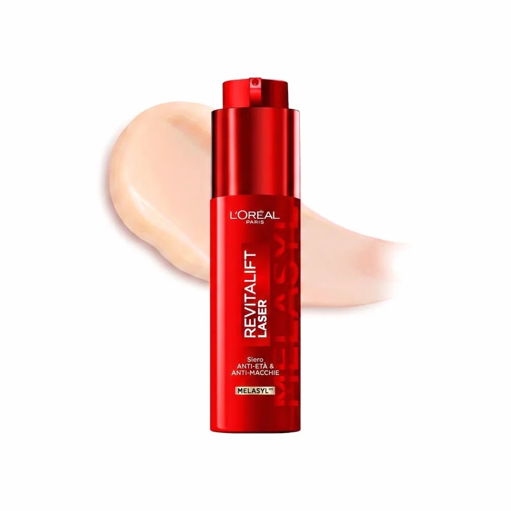 L'Oréal Paris Siero in Crema Anti Età Tripla Azione su Rughe, Macchie e Luminosità, Con Vitamina C, Niacinamide e Melasyl, Revitalift Laser Melasyl, 50ml