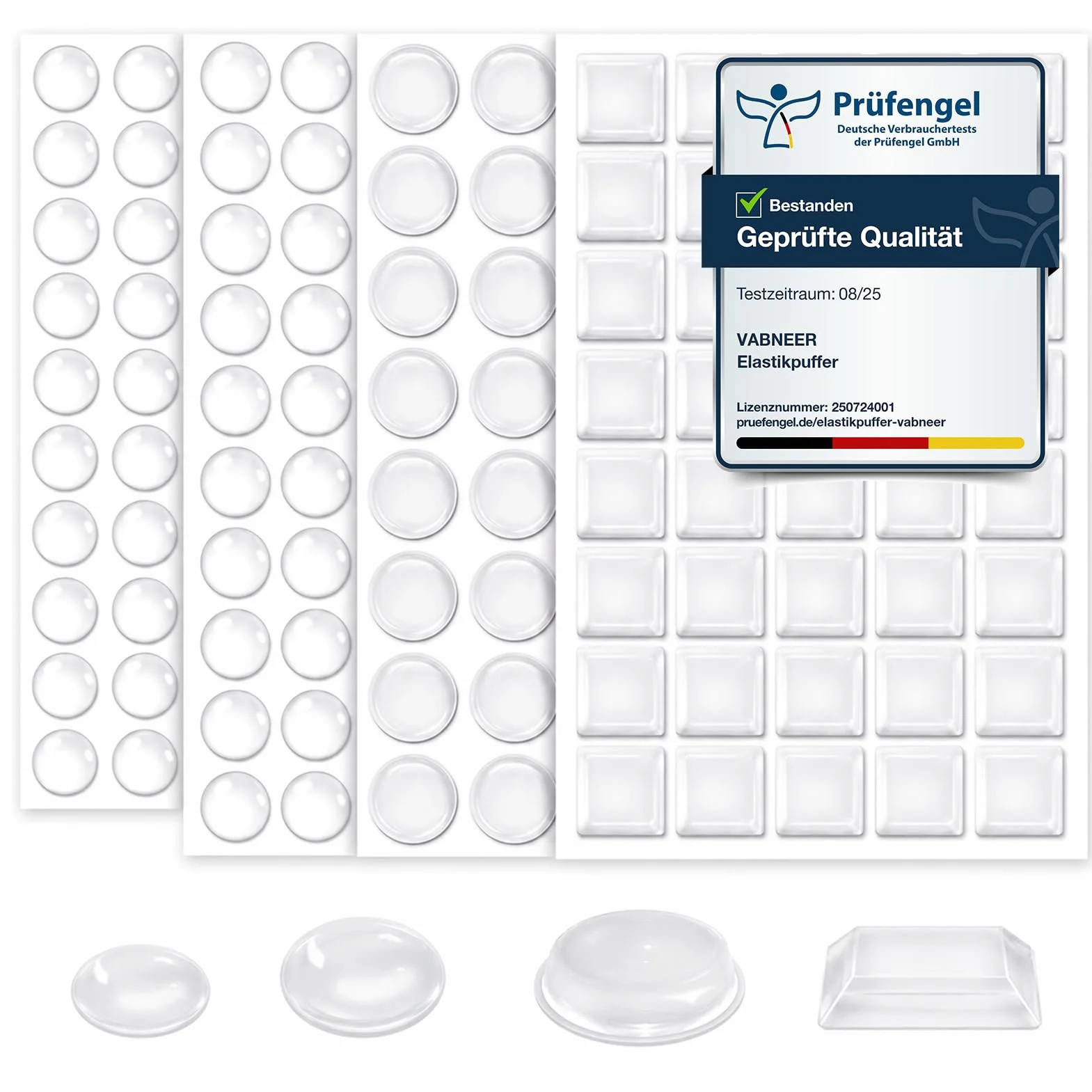 Ammortizzatore di Colpi in Silicone Trasparente Autoadesivo per Porte Mobili Cassetti Armadietti (8-12.7mm)