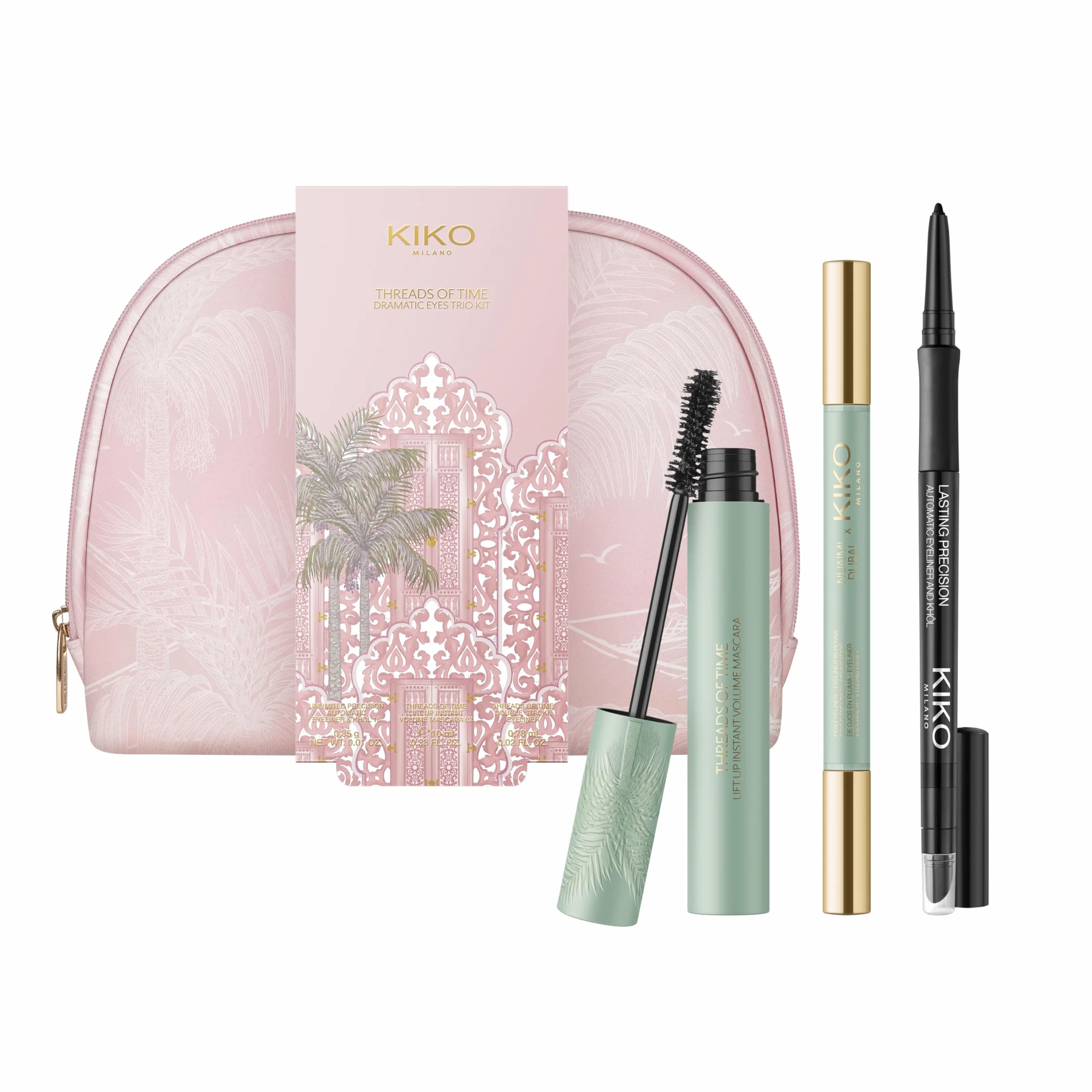 KIKO Milano Threads Of Time Dramatic Eyes Trio, Gift Set Occhi: Matita Kajal, Mascara E Eyeliner Doppio