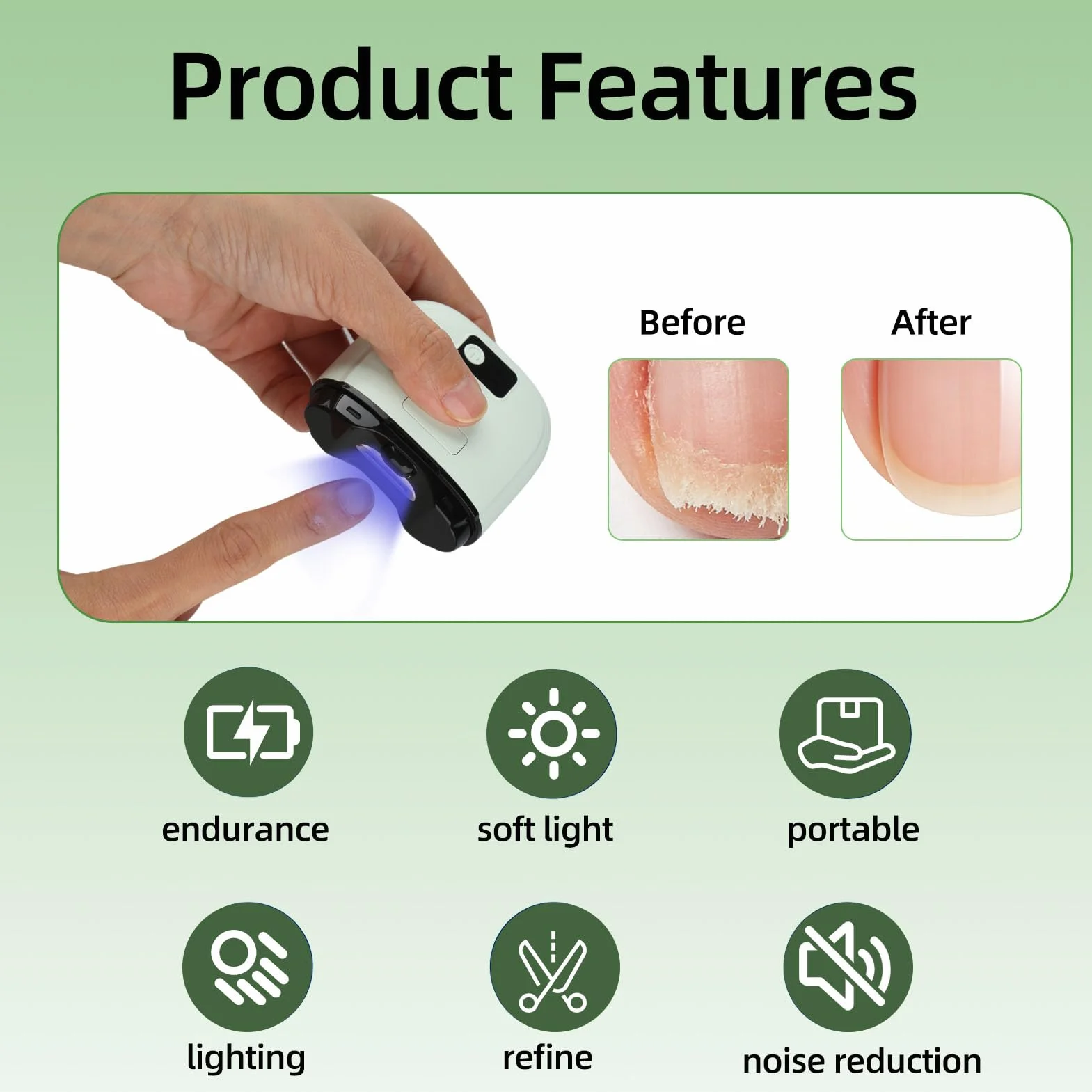 Tagliaunghie Elettrico 3 in 1 Ricaricabile USB-C, Taglia Unghie Automatico con Luce LED e Display, 3 Velocità, Lima Unghie Elettrica con Raccolta Polvere, per Bambini Adulti Anziani (Verde)