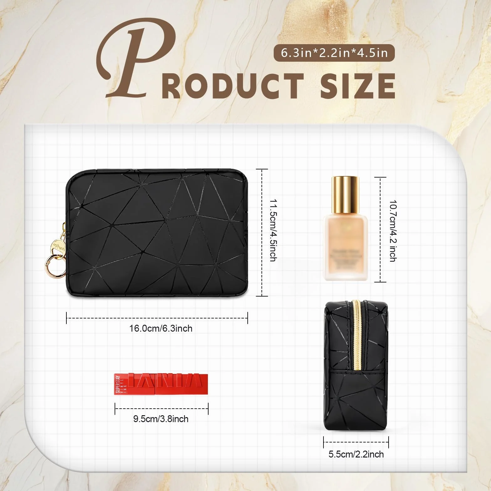 2 Pezzi Porta Trucchi Piccolo da Borsetta Pochette Piccola per Trucco Avec Mini Trousse per Rossetto Multifunzionale Portatile Mini Borsa Porta Trucchi Impermeabile Idee Regalo Ragazza(Nero)