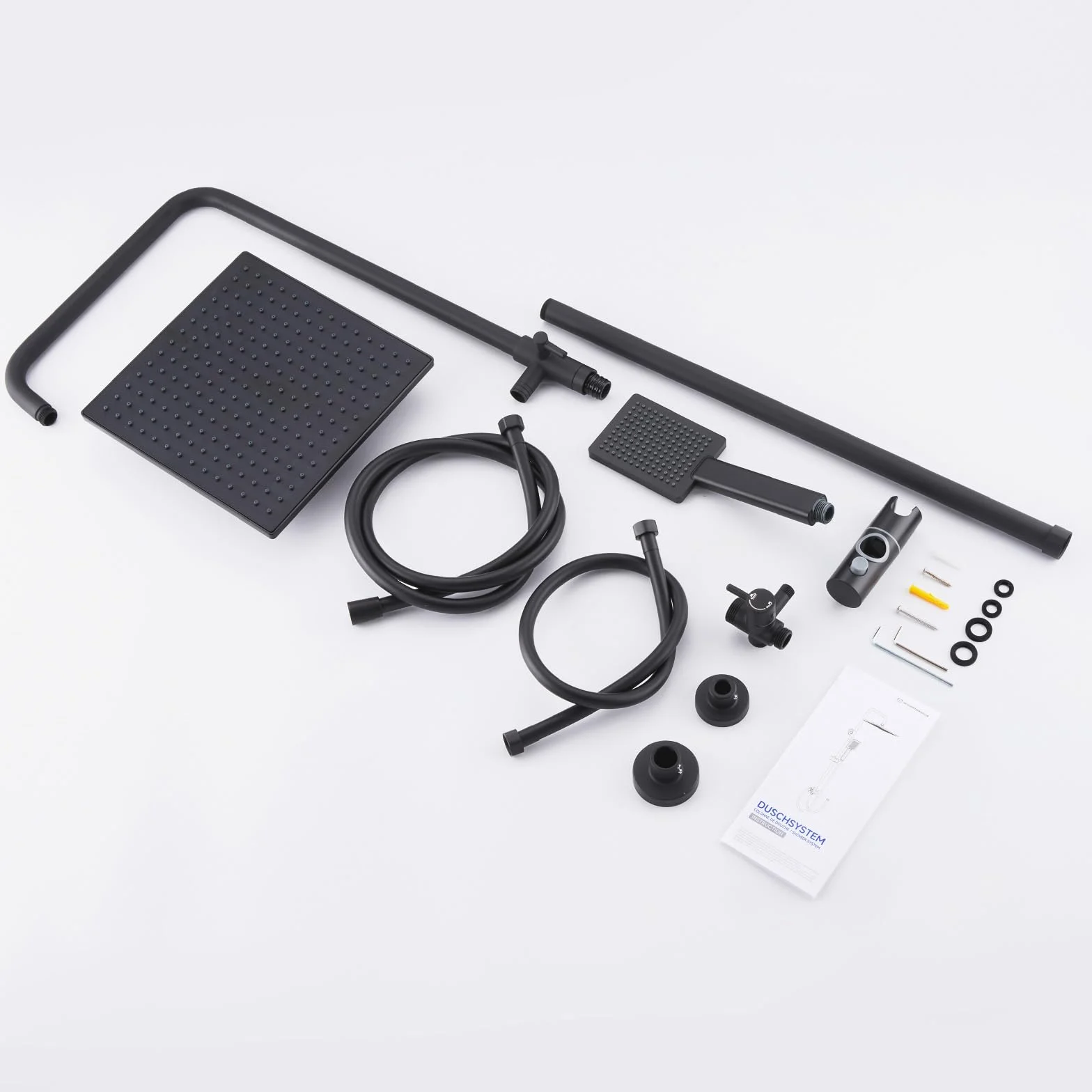 Auralum Colonna Doccia Senza Miscelatore 74-109cm Regolabile Set Soffione Doccetta Nero
