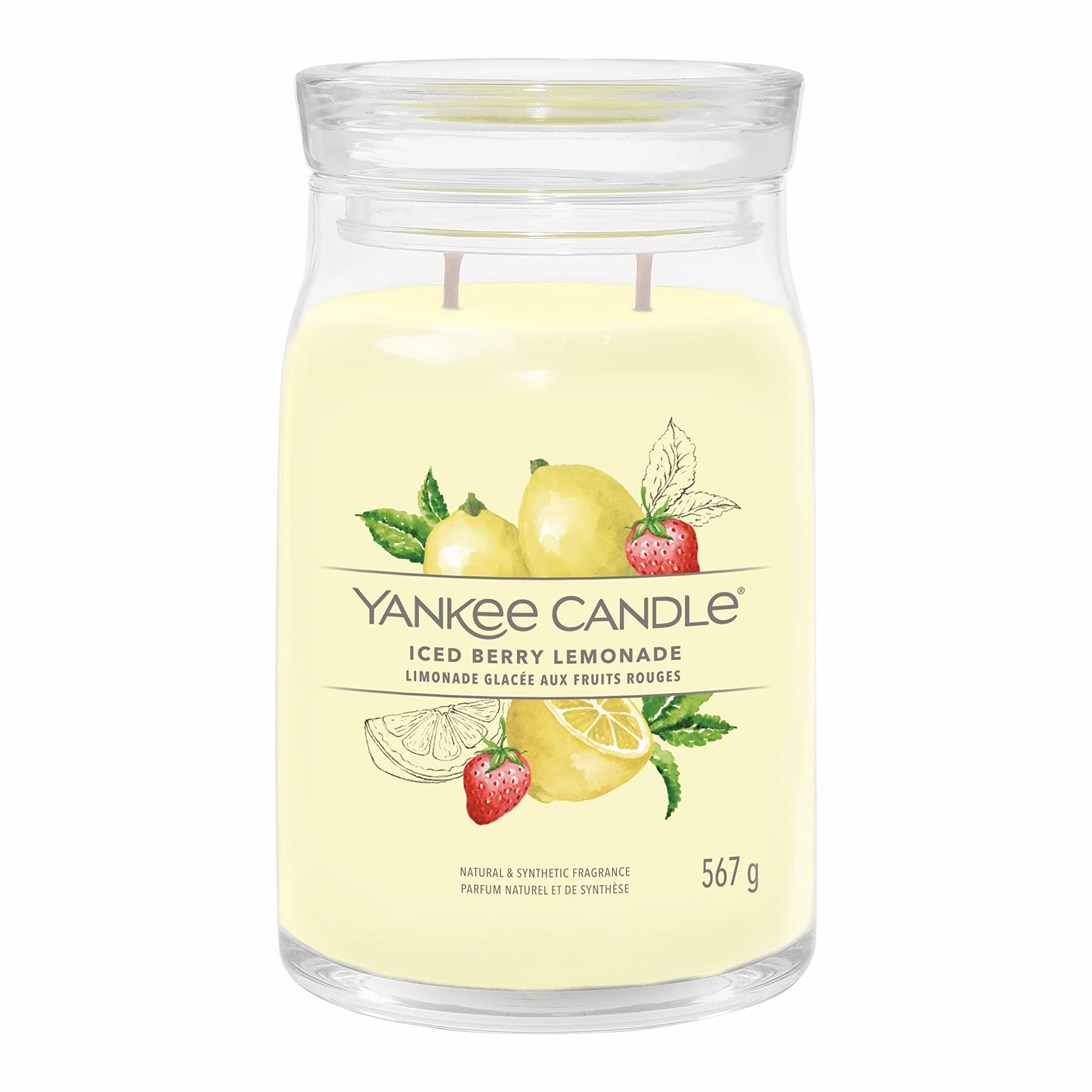 Yankee Candle Signature Candela Profumata, Limonata Ghiacciata Ai Frutti di Bosco in Giara Grande, Candele di Miscela di Cera di Soia Lunga Durata, Regalo per le Donne