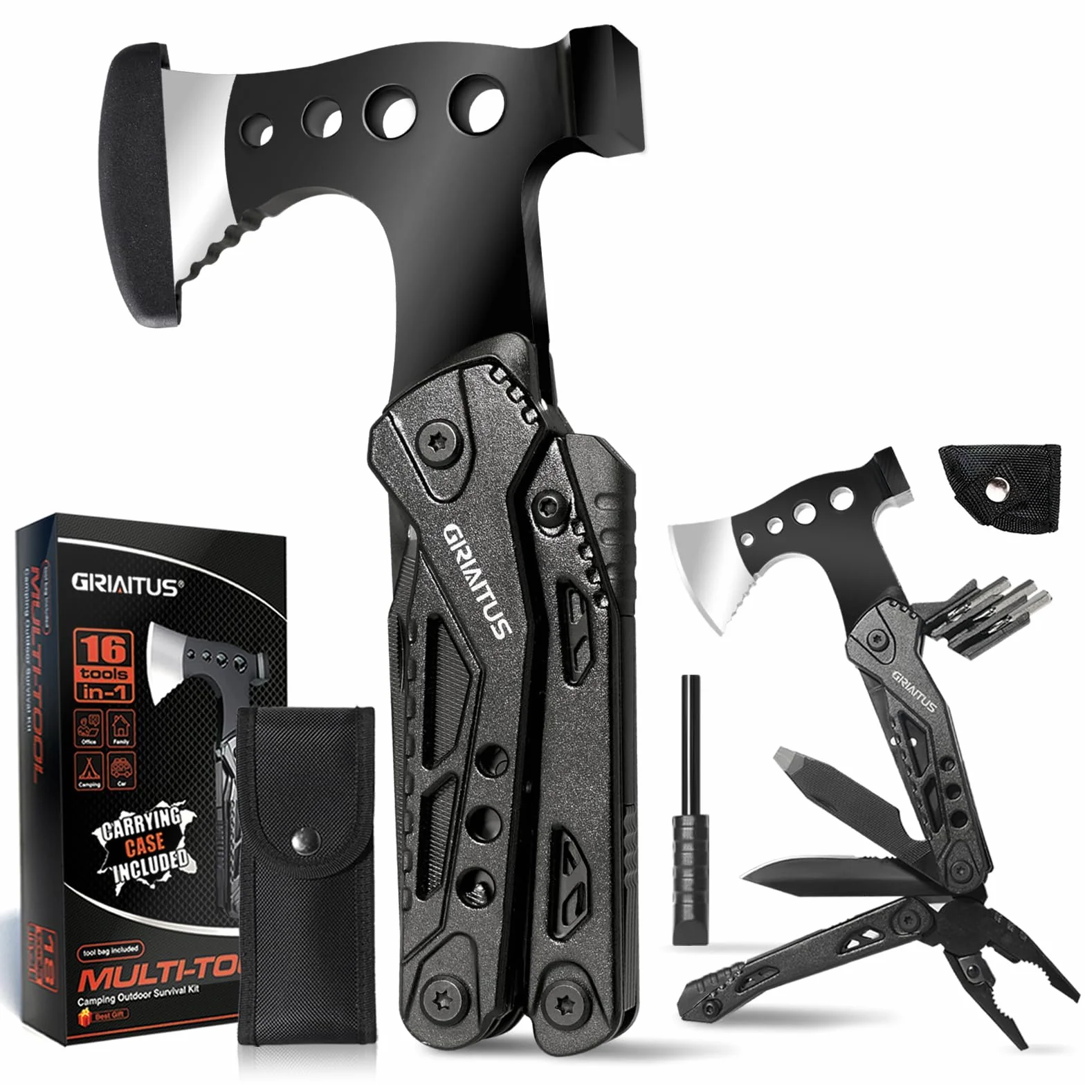 Multitool 16w1 Asce Sopravvivenza Coltello Martello Pinze Seghetto Cacciavite