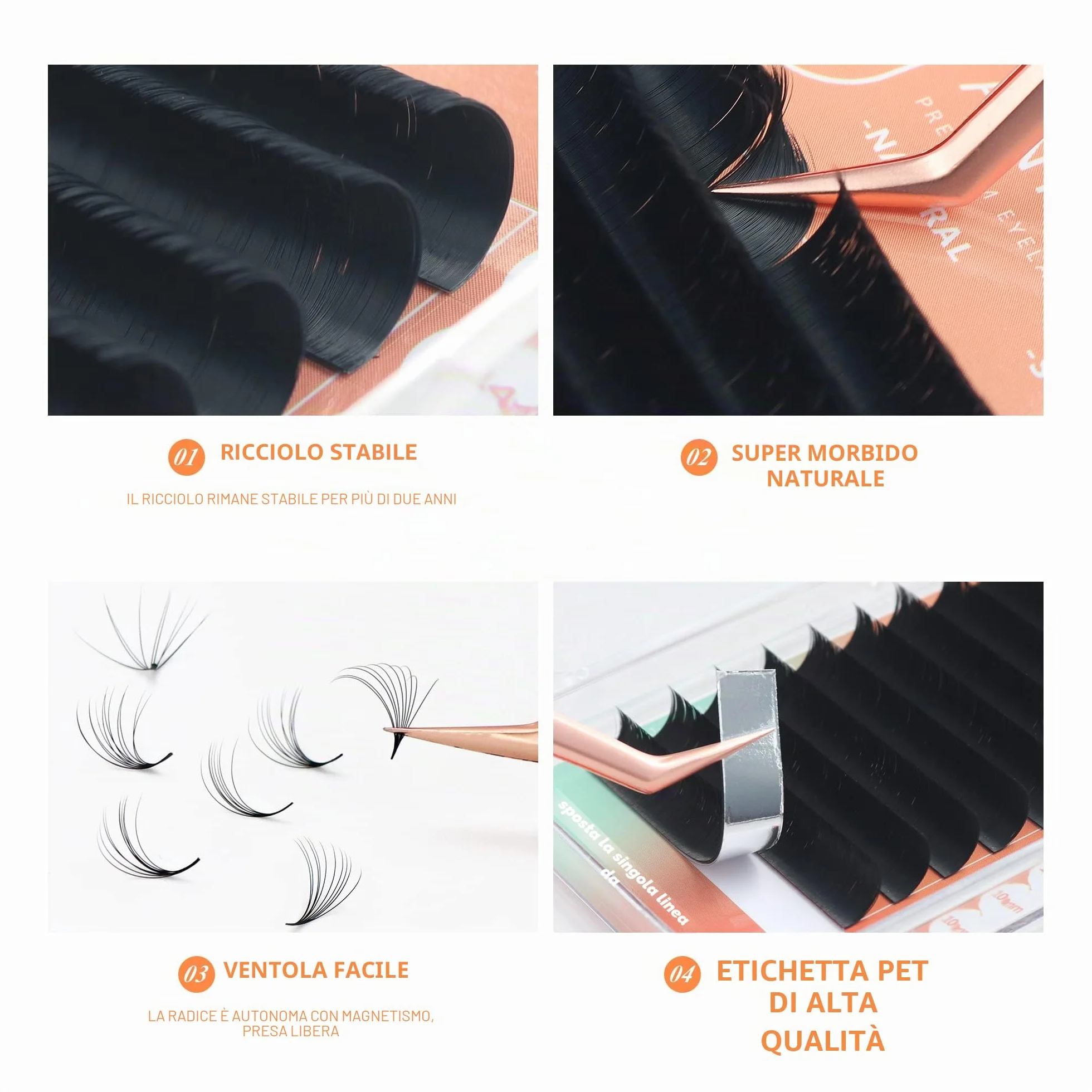 Volume estensione delle ciglia A Ventaglio Automatiche 0.07 C Curl 8-15mm Mix Easy Fan Lashes Automatic Blooming extension ciglia finte (8-15mm Mix, 0.07 C)