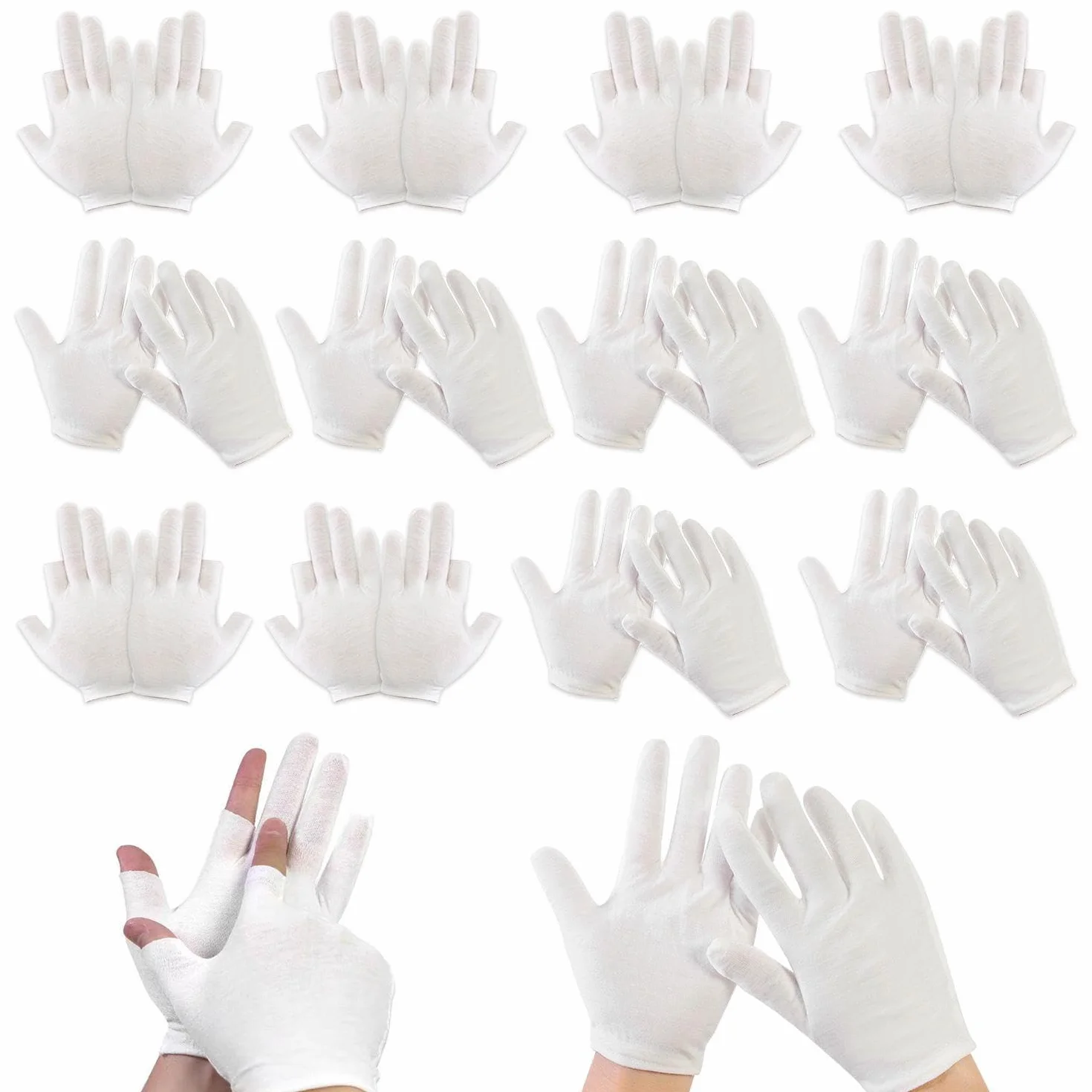 6 paia di guanti per touch screen, 6 paia di guanti da dito completi, guanti da lavoro, guanti idratanti per il sonno, guanti bianchi versatili