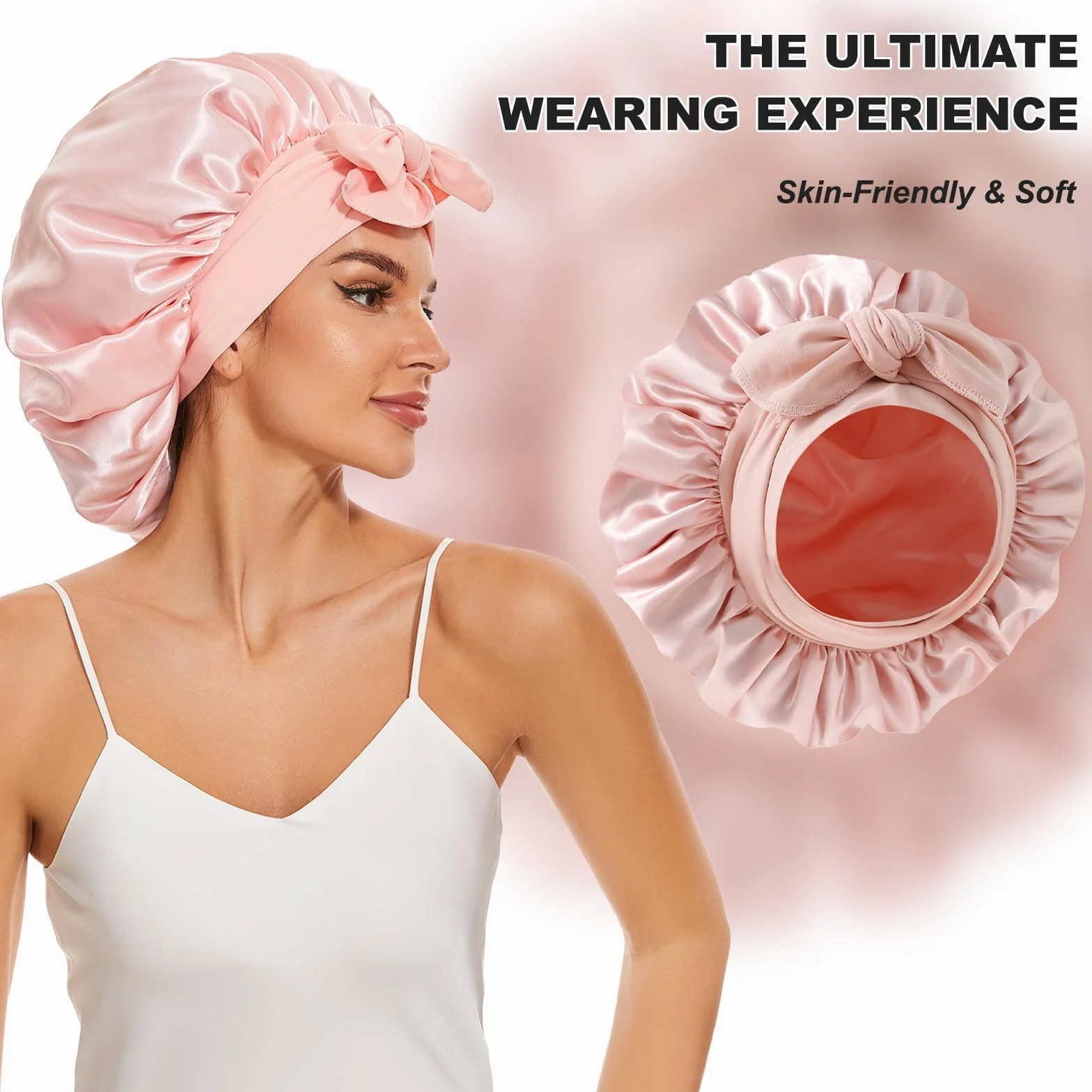 2 Pezzi Cappello da Notte in Raso Bonnet,Berretto da Notte in Seta,Berretto da Notte Raso Elastico,Cuffia Seta Capelli Ricci,Notte Cuffia in,per Dormire,Doccia