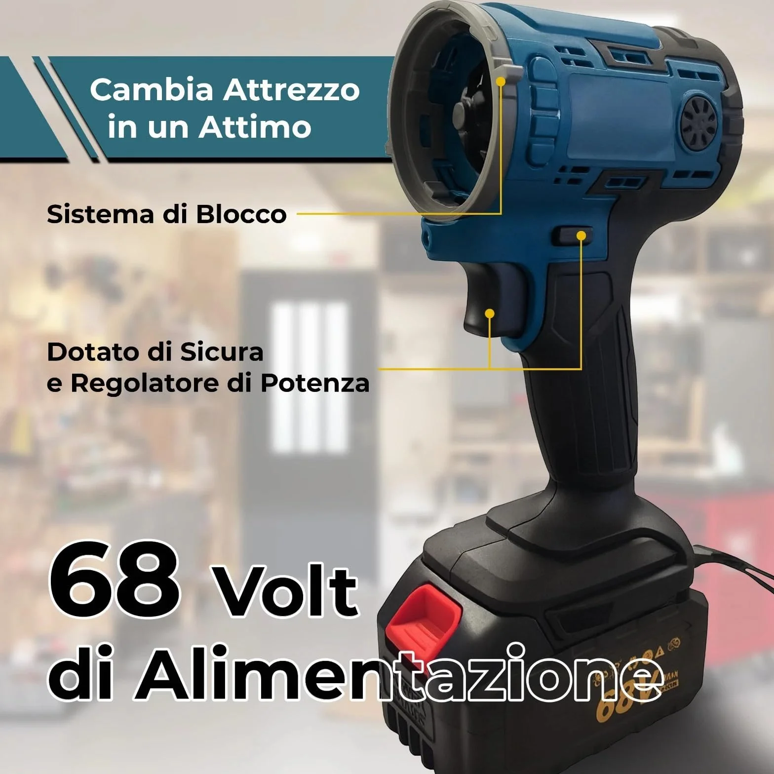 MAKA Avvitatore Trapano 8 in 1 Multifunzione a Batteria 68V Kit Professionale Idropulitrice Motosega Seghetto Smerigliatrice Soffiatore Valigetta Rigida