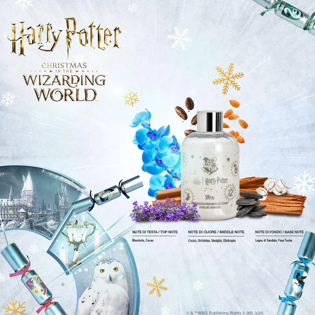 HARRY POTTER NOX | Confezione Regalo, Shower Gel 300ml e Calzini Ufficiali 'Hogwarts', Blu-Grigio