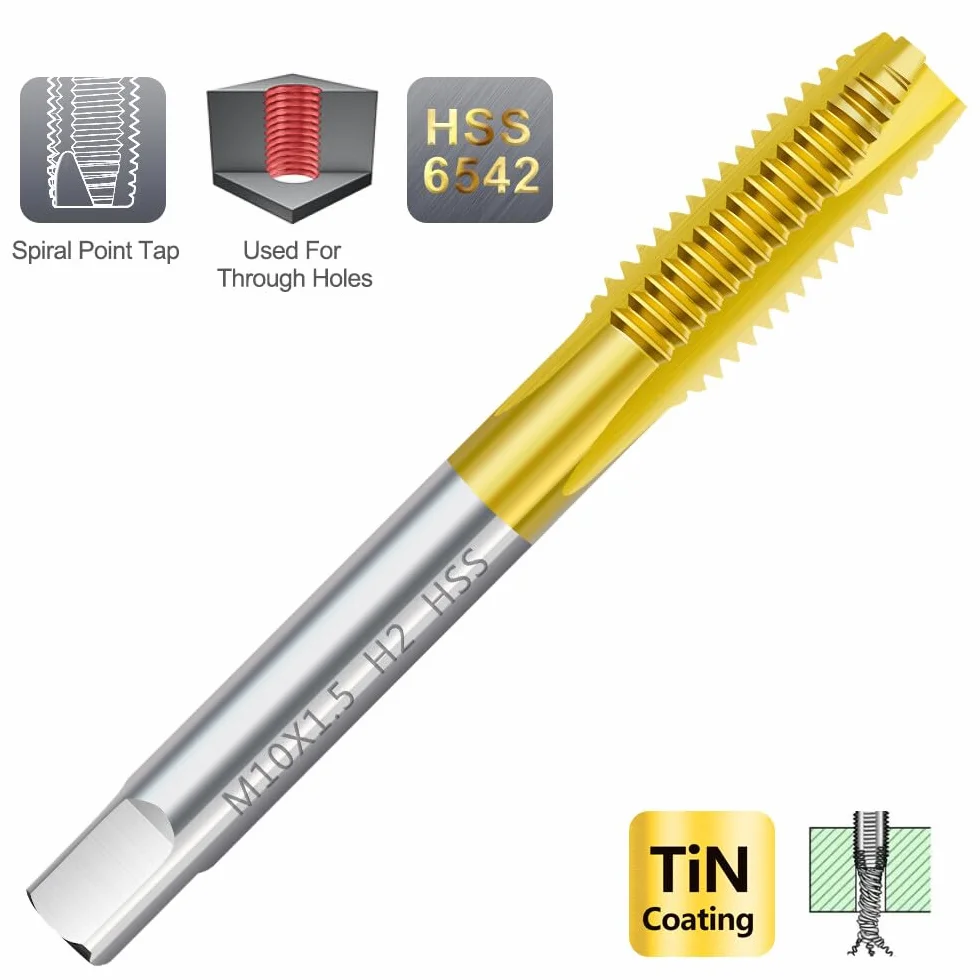 Maschio filettato M3 x 0,5 HSS titanio metrico destra 2 pezzi