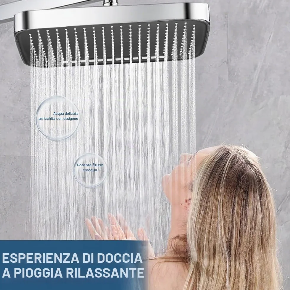 Soffione Doccia Grande 33cm Parete Docce Fisse Anticalcare Regolabile 360°