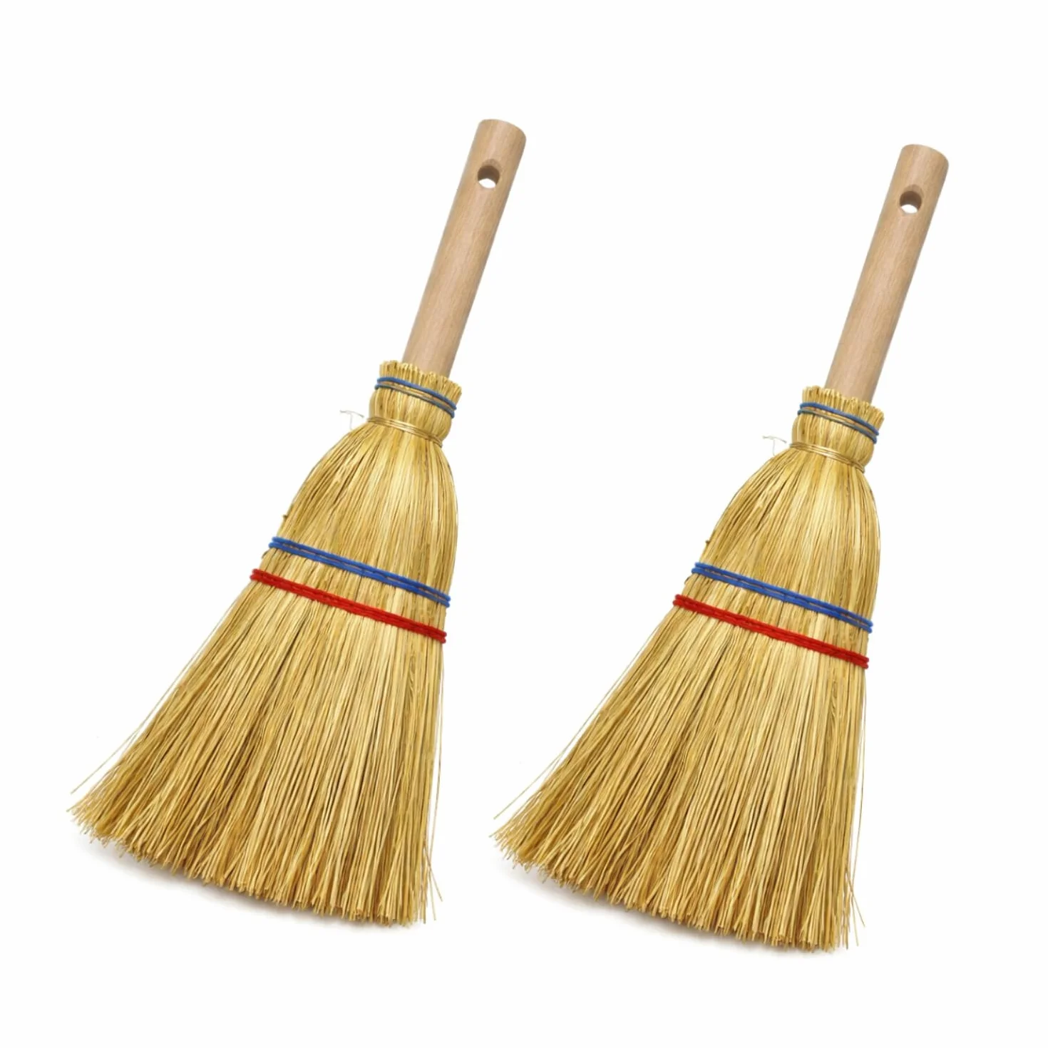 Paluplus Scopa Saggina per Camino 2 Fili 36 cm con Manico Legno 15 cm