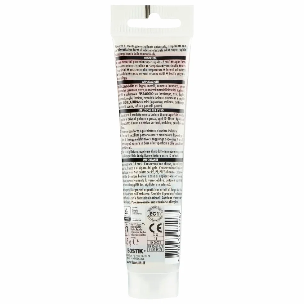 Bostik Poly Max High Tack Express colla di montaggio trasparente 115gr
