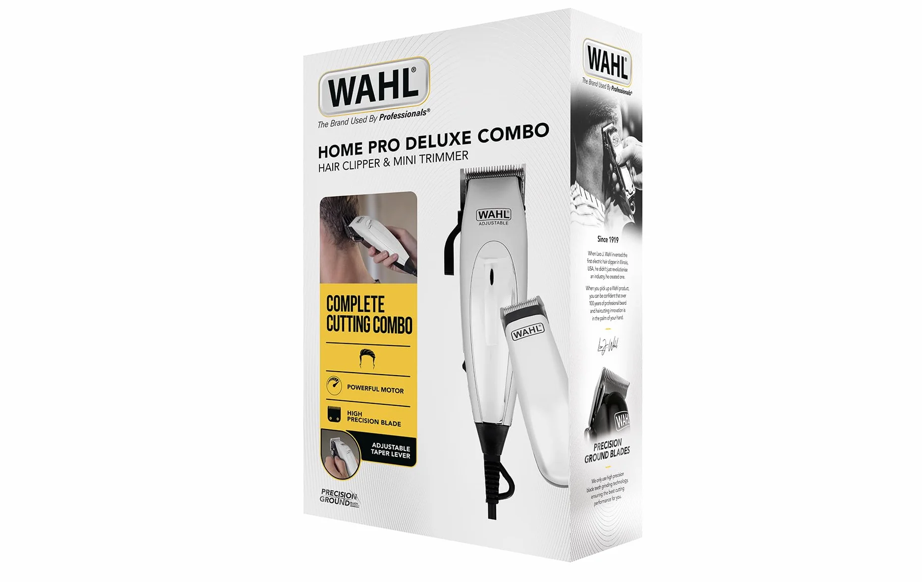 WAHL Home Pro Deluxe Combo Taglia Capelli Elettrico con Filo e Leva di Regolazione 8 Pettini Guida, Kit con rifinitore a Batteria, Forbici e Pettine