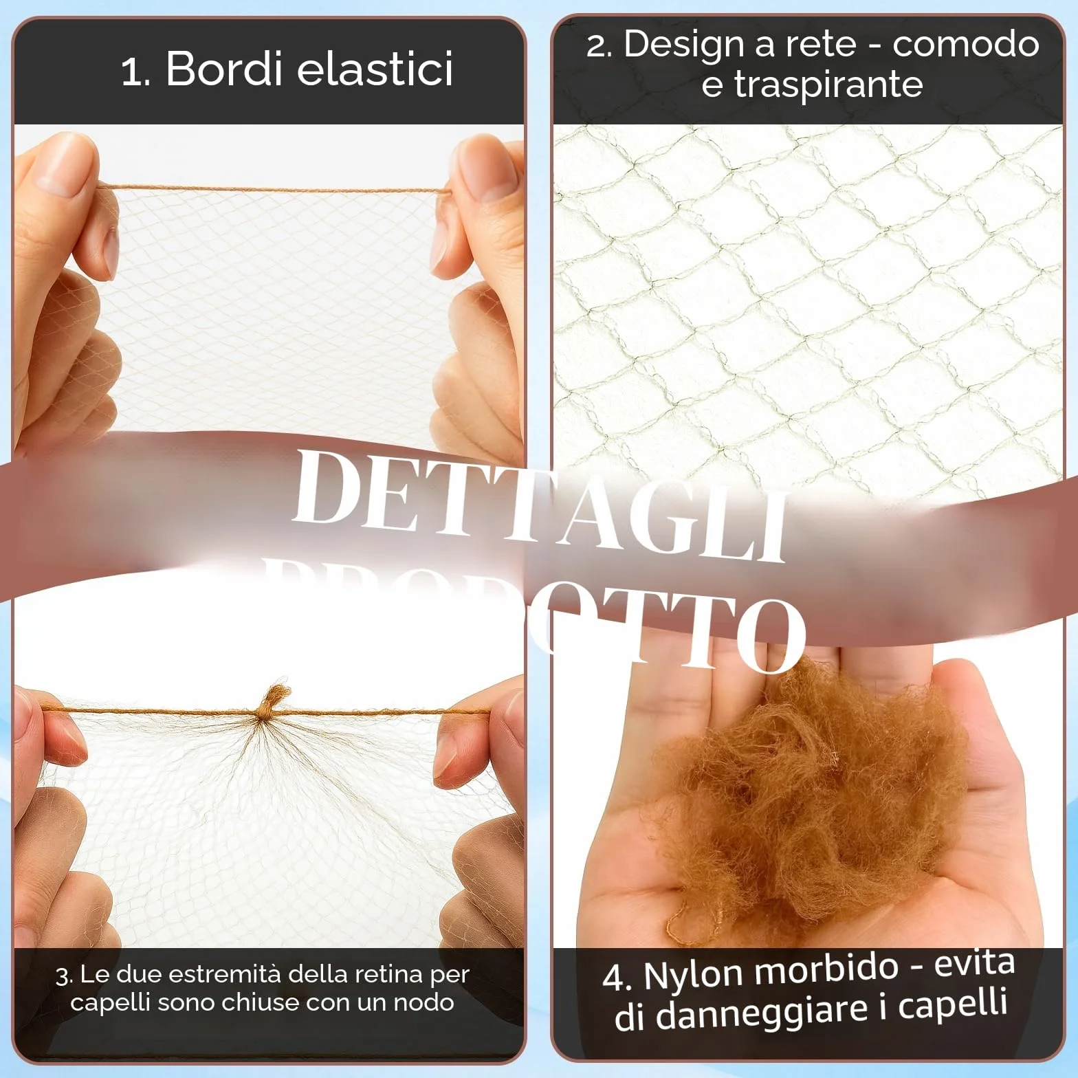 Retine per capelli per chignon, 20 reti per chignon con 20 forcine a forma di U per donne da 50 cm, rete invisibile per chignon, per ragazze, ballerine, chef, infermieri, assistenti di volo