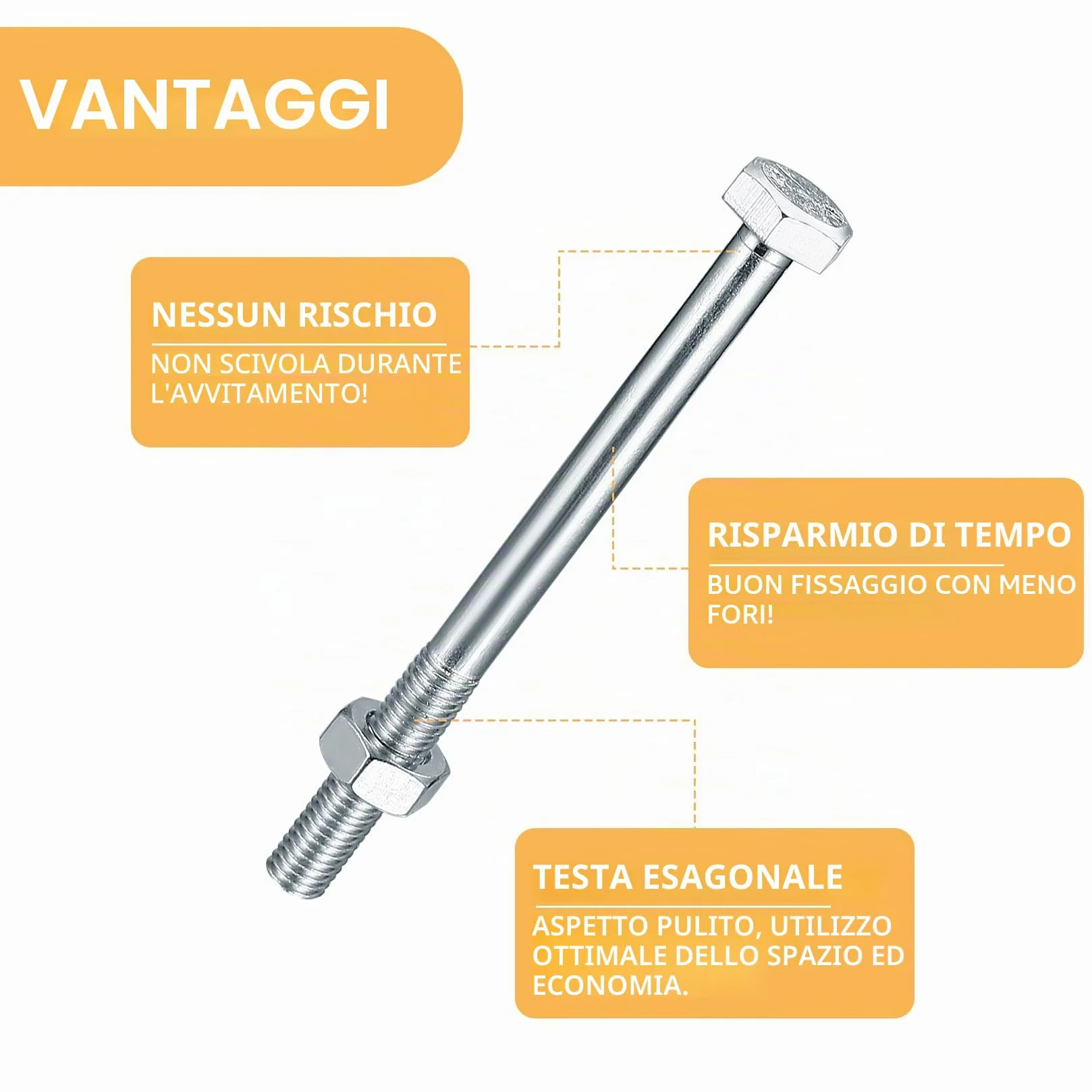 Set Bulloni e Dadi M10x160mm, Bulloni Esagonali Parzialmente Filettati per Auto Costruzione