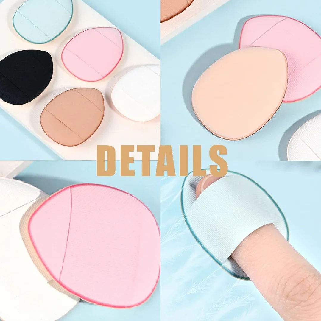 5PCS Polvere per dita,2PCS Burro a sfoglia umido e secco,Mini soffio di polvere,per Fondotinta Correttore Cosmetico Fondotinta Spugna Strumento di Trucco in Polvere