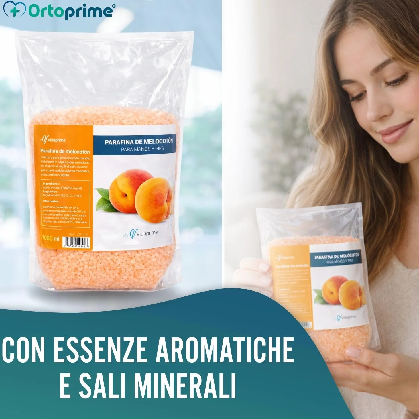 PARAFFINA per Mani e Piedi RIABILITAZIONE 1000ml - Massaggio alla Paraffina Aroma Essenze di Pesca - Bagno di Paraffina PROFESSIONALE - Termoterapia Dolori Muscolari