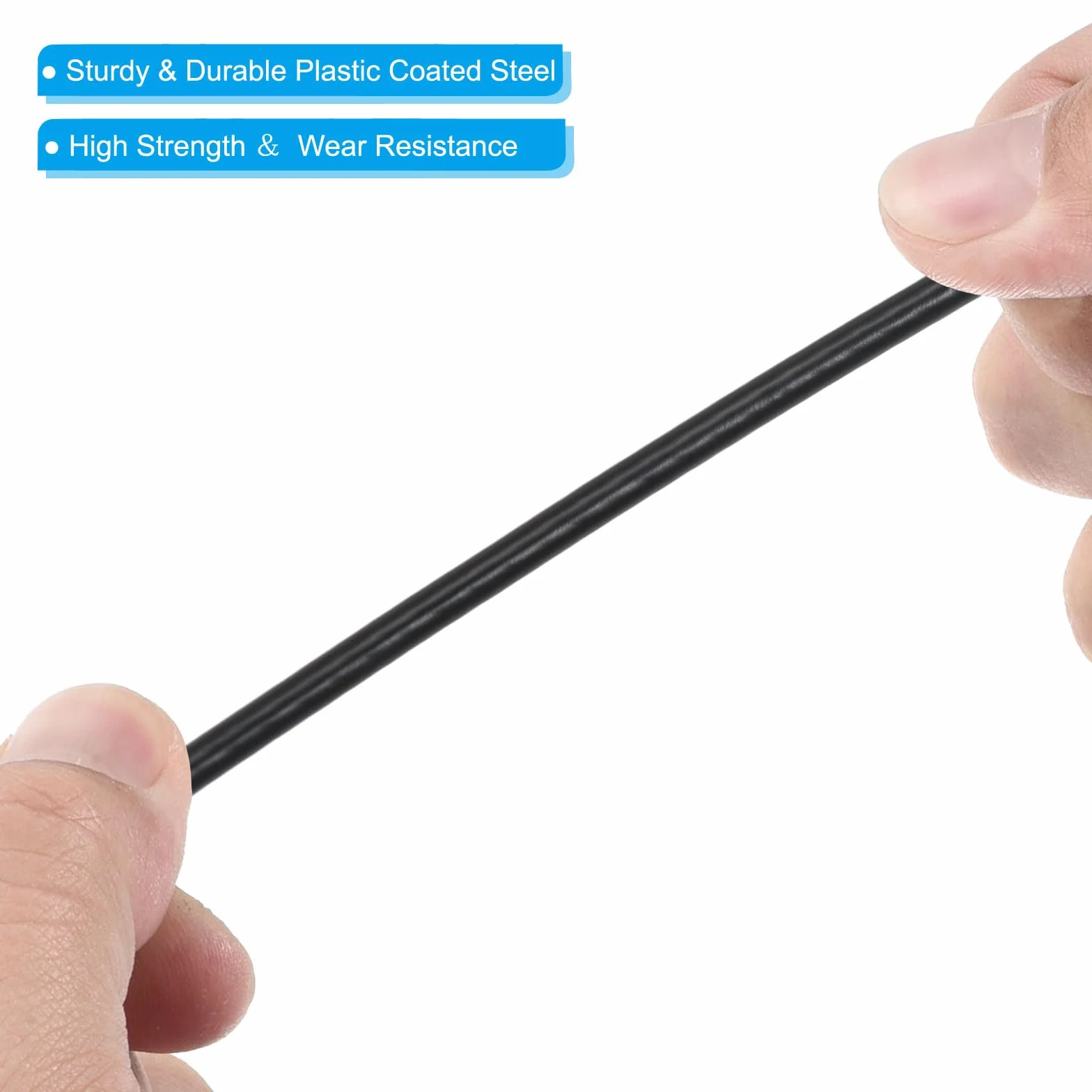 PATIKIL 1m Sicurezza Acciaio Cavo 8pz Inossidabile Acciaio 2mm Dia Cavo di Sicurezza Blocco Filo Corda Antifurto con Doppio Anello Nero