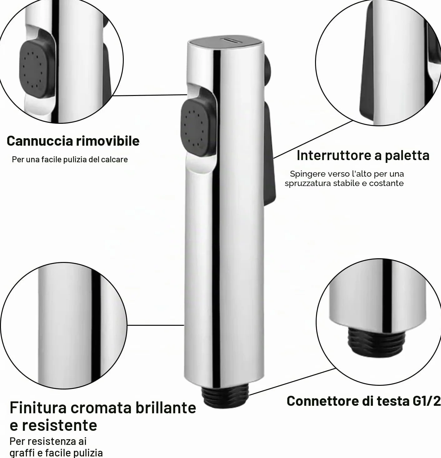 Bidet Portatile Kit Doccetta ABS Spruzzatore Bidet WC Doppia Modalità con Deviatore Doccia 2 Vie Tubo Flessibile 150 cm