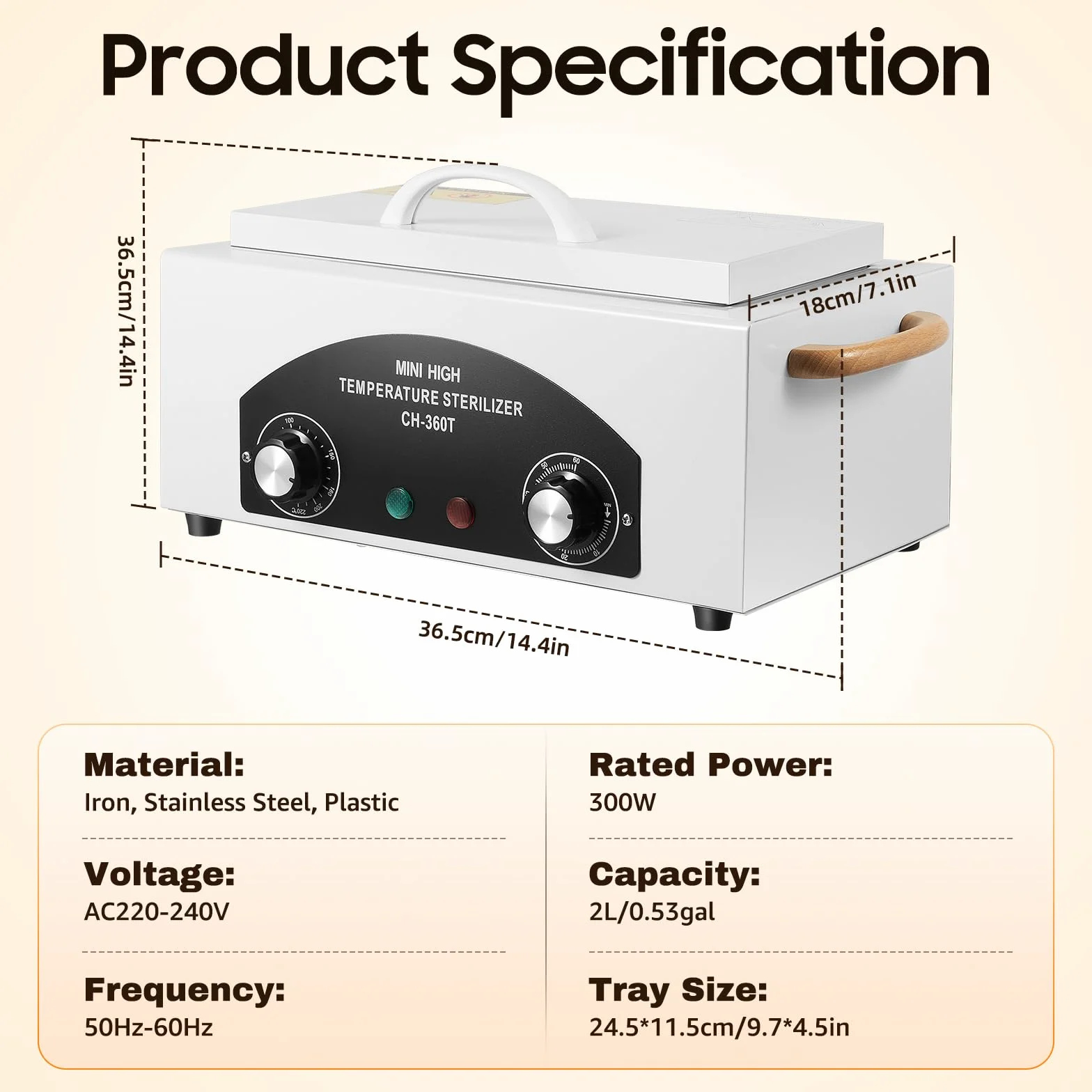Sterilizzatore professionale ad aria calda, 300 W, scatola di sterilizzazione per salone di unghie, cura dei piedi e tatuaggi, dispositivo disinfettante da 220 V, con asciugatura (per strumenti