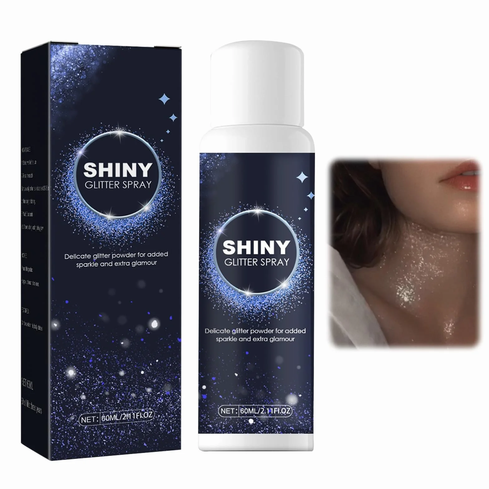 Glitter Body Spray Luccicante for Hair, Powder - 60ml for Halloween, Christmas, Festival, Club and Parties