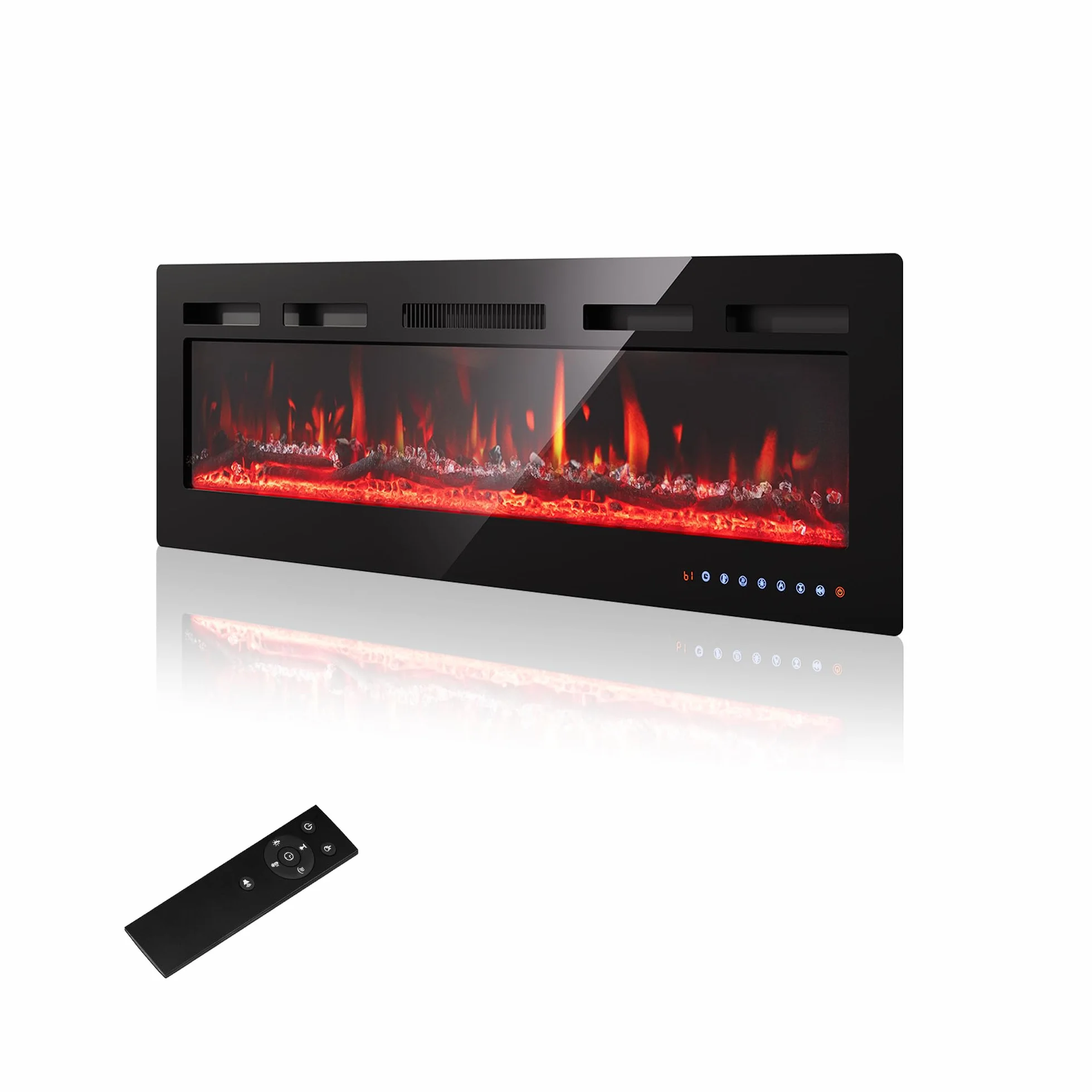 Camino Elettrico 92cm 900W/1800W Fiamma 12 Colori Scintillio Termostato Preciso 15-30°C Touchscreen Telecomando