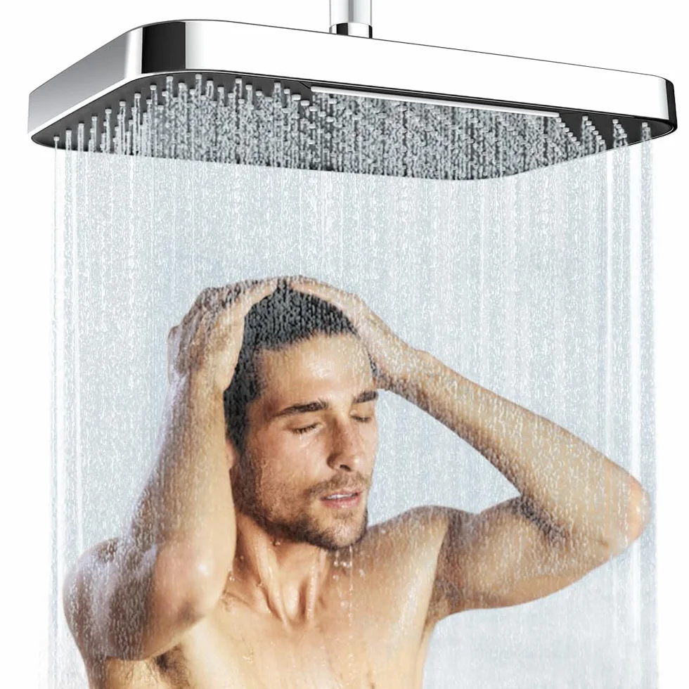 Soffione Doccia Grande 33cm Parete Docce Fisse Anticalcare Regolabile 360°