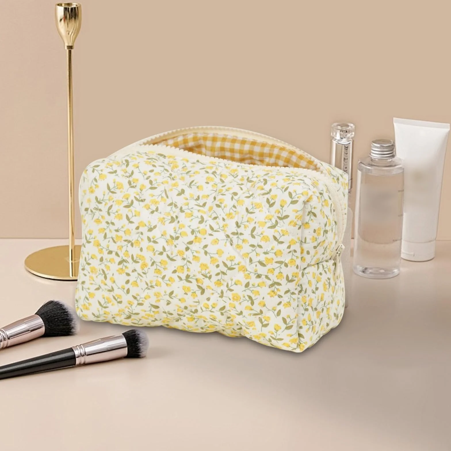 Pochette per cosmetici, adatta per donne e ragazze,, giallo.