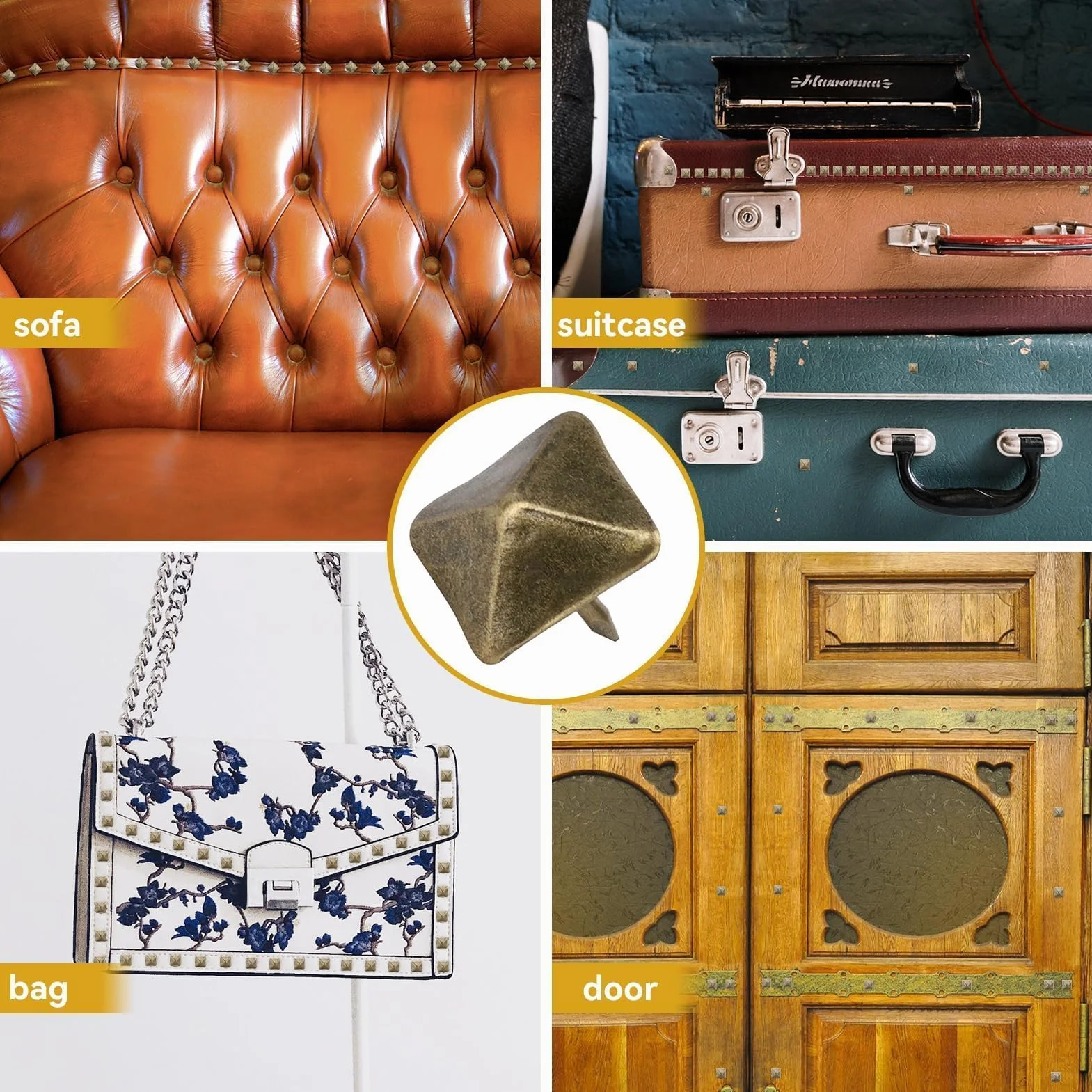 Chiodi da Tappezzeria 50 pezzi, Spille Antiche a Testa Quadrata, Chiodi Decorativi per Mobili