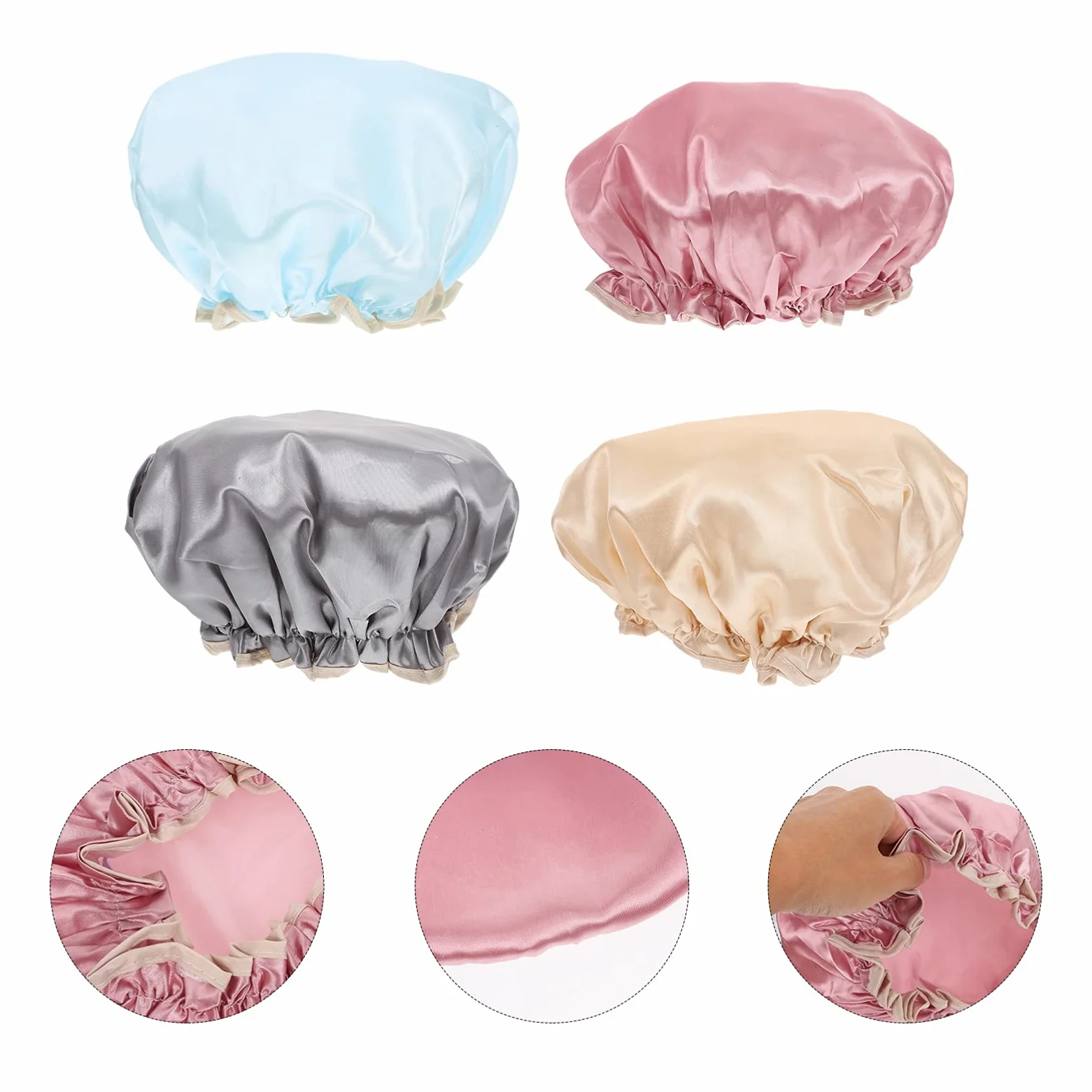 FRCOLOR 12pezzi Cuffie Impermeabili Cuffie Per Peva Rosa Grigio Blu Per Spa e Trattamenti
