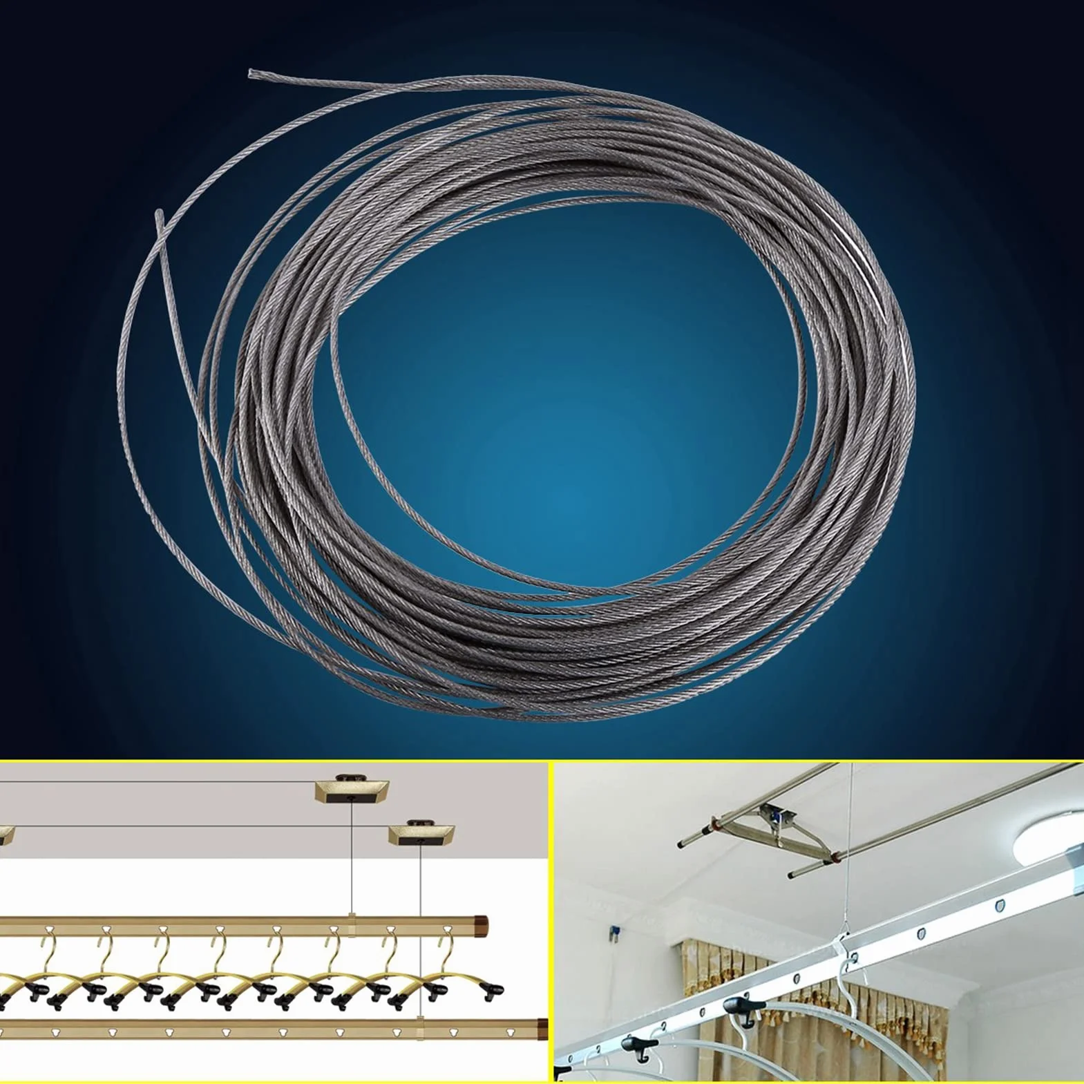 Cavo Acciaio Inox 1,5 mm Filo Intrecciato per Tende Stendibiancheria Esterne