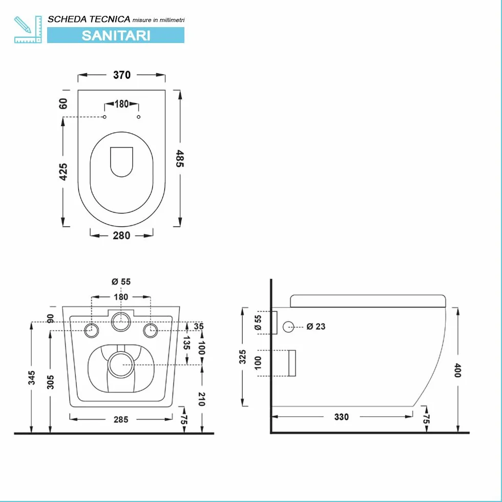 Tokyo Water Sospeso Rimless salvaspazio ceramica bianca design moderno