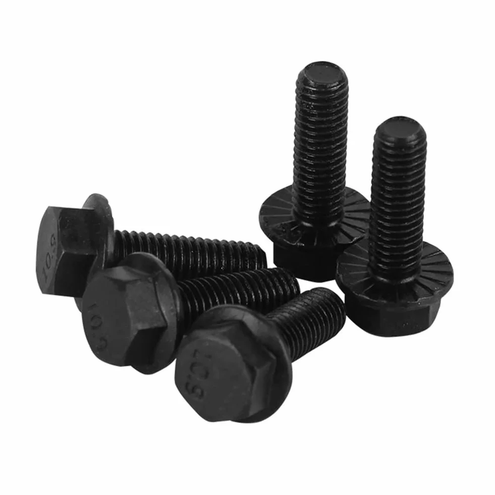 Viti Flangiate Esagonali Seghettate M8x35 mm Acciaio Legato Grado 10,9 Nero