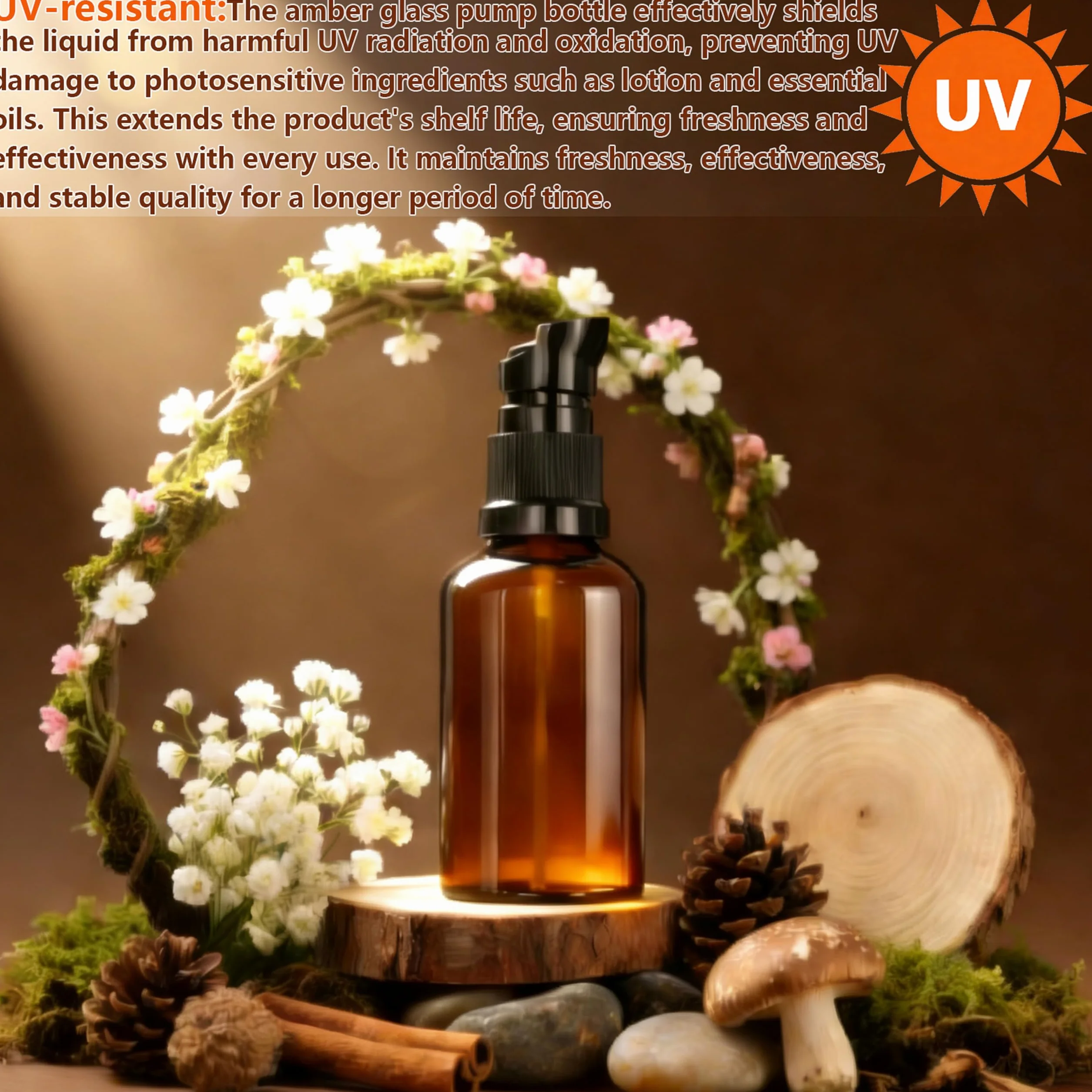 10 pezzi 50 ml Flaconi Vuoti per Oli Essenziali, Flaconi Vuoti in Vetro Ambrata con Pompa, Vetro Marrone Bottiglie da Viaggio, Protezione UV, Ambra, per Cosmetici, Lozioni, Oli Essenziali