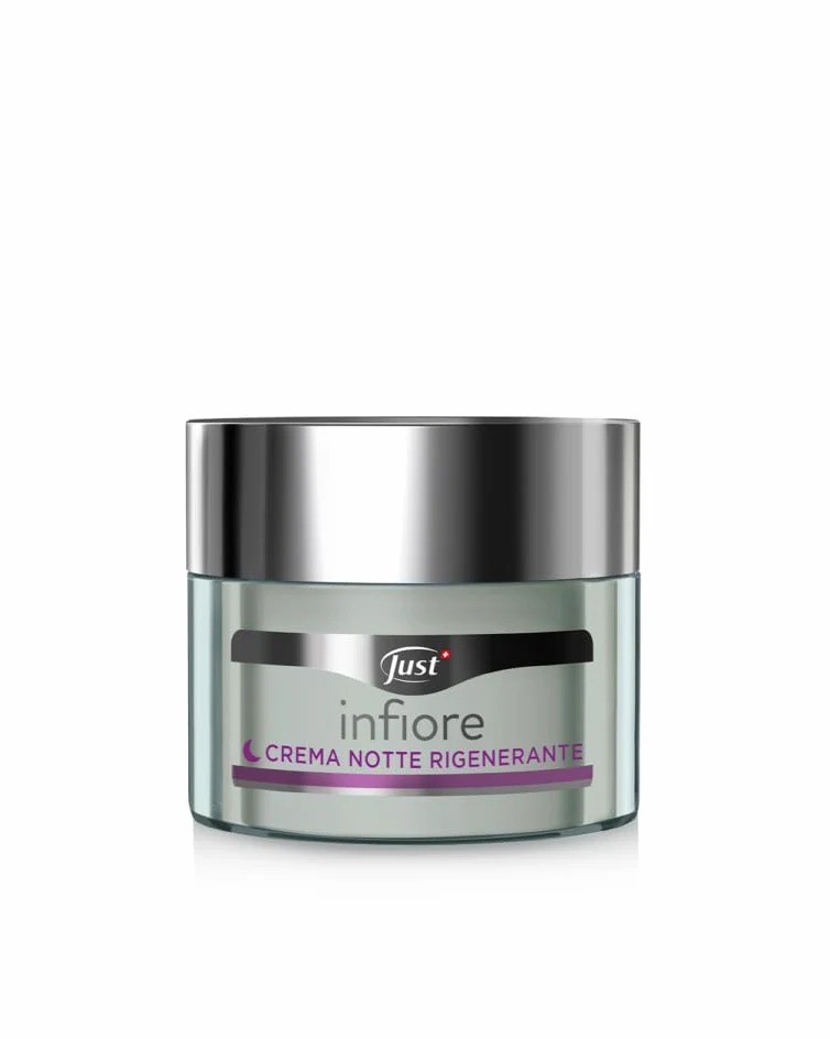 Just - Crema Viso InFiore Notte Rigenerante 50 ml Compatta e Tonica Con Lavanda Selvatica Stella e Rosa Alpina