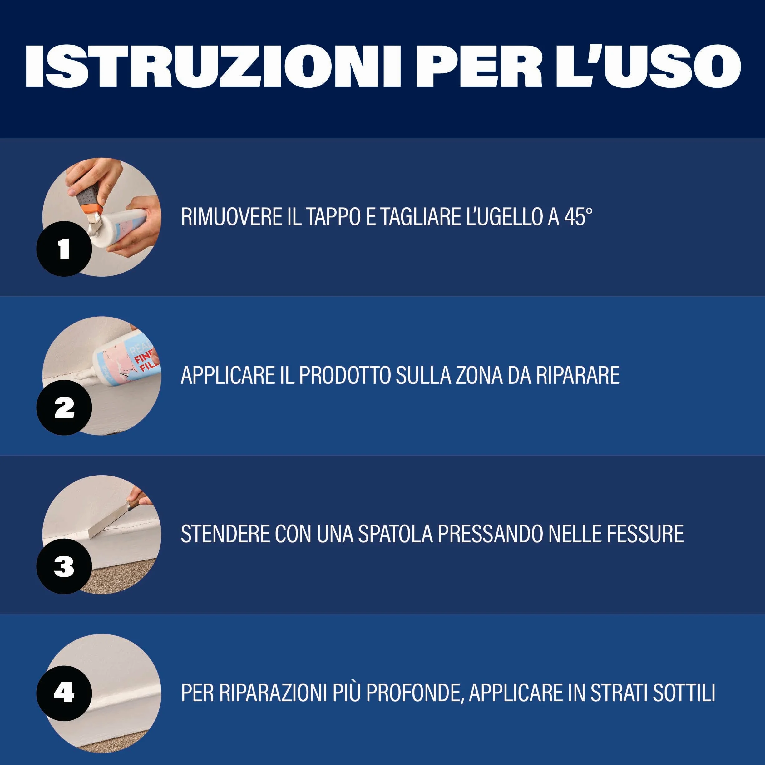 Bartoline Stucco pronto all'uso per superfici fini Tubo 600 g Finitura ultra liscia asciugatura rapida facile applicazione