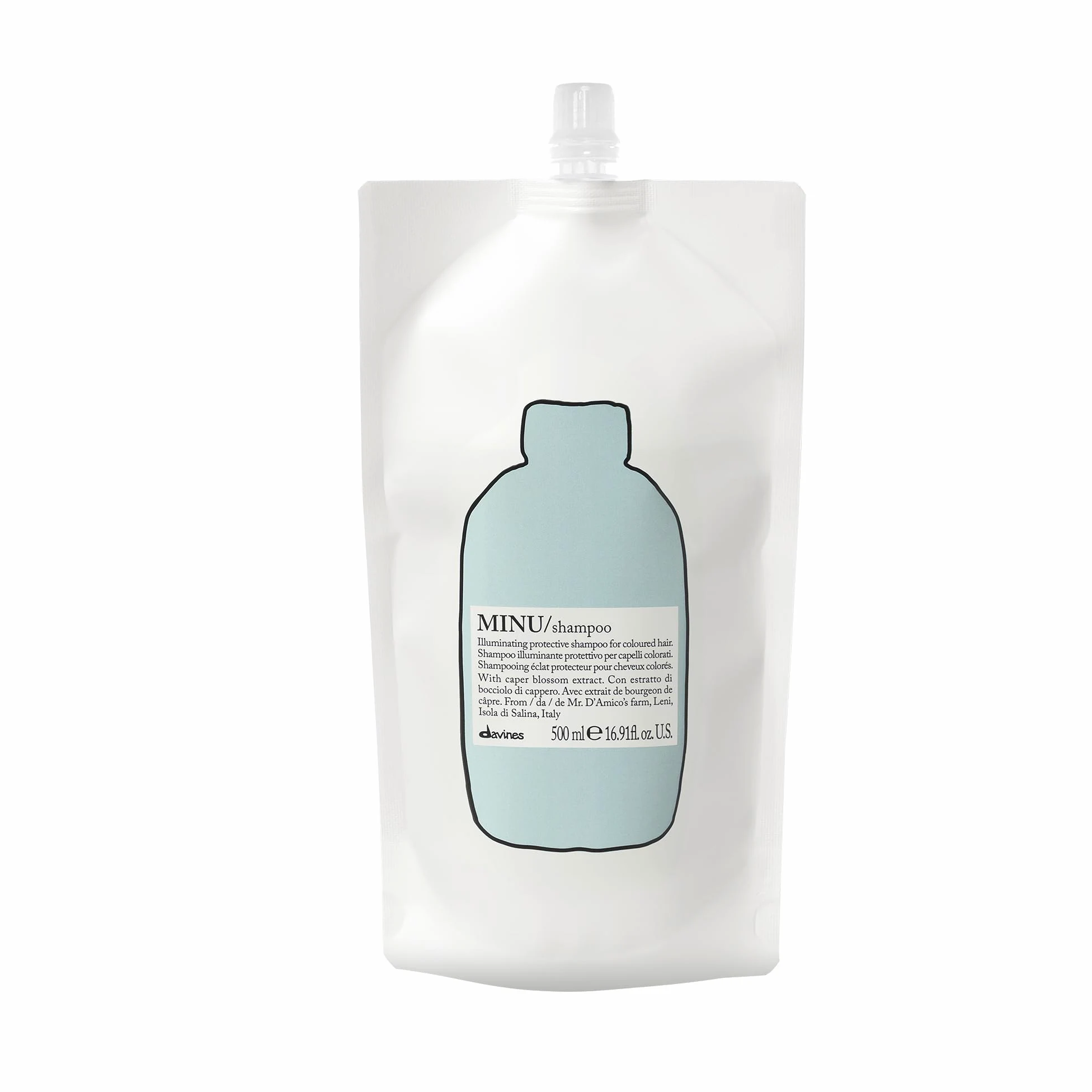 Davines Minu Shampoo Refill 500 ml | Ricarica di shampoo illuminante per la cura dei capelli tinti.